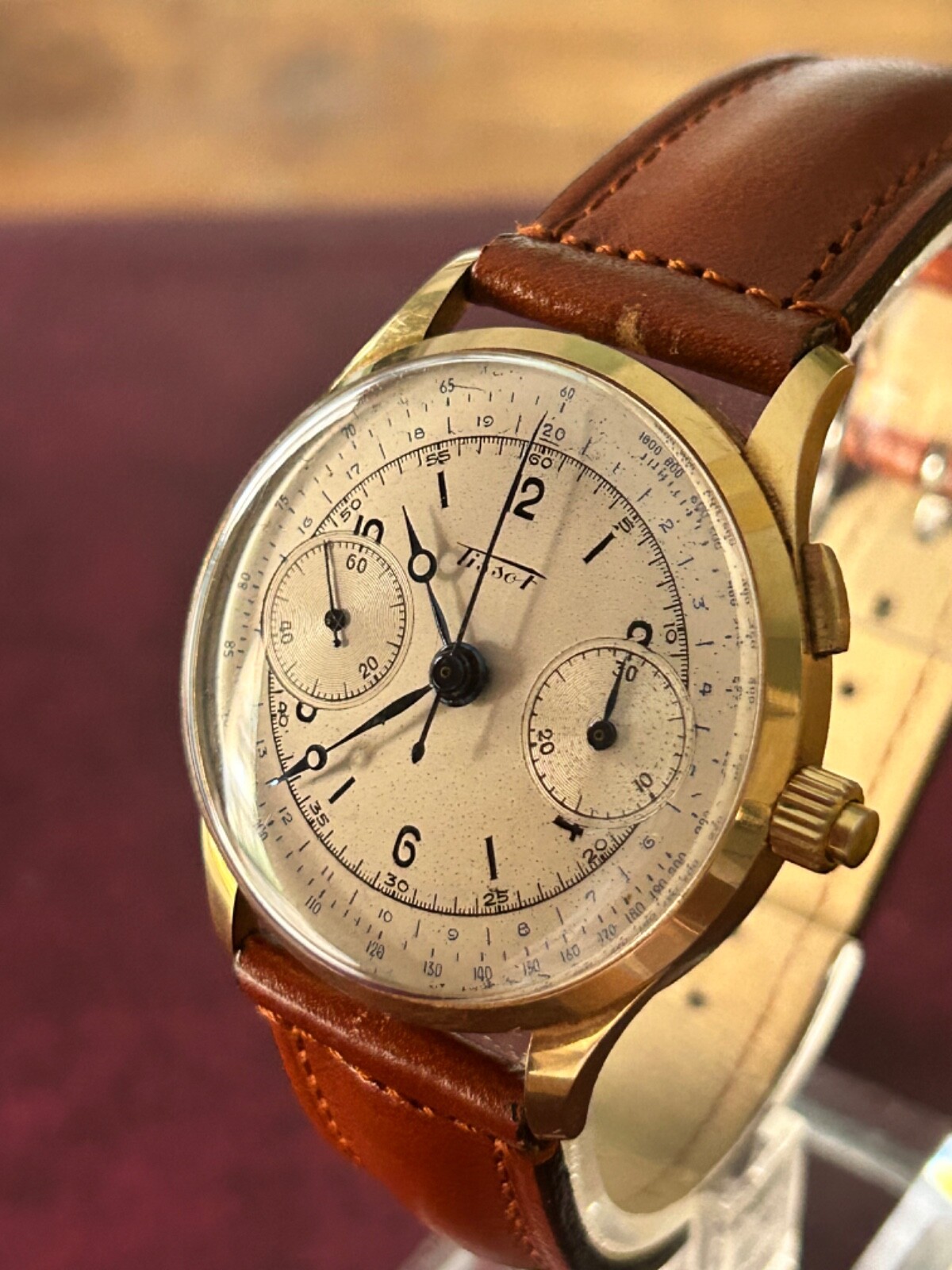 Tissot Chronograph Monopusher Rose Gold 18K Vintage Rare Cal. Lemania 15cht