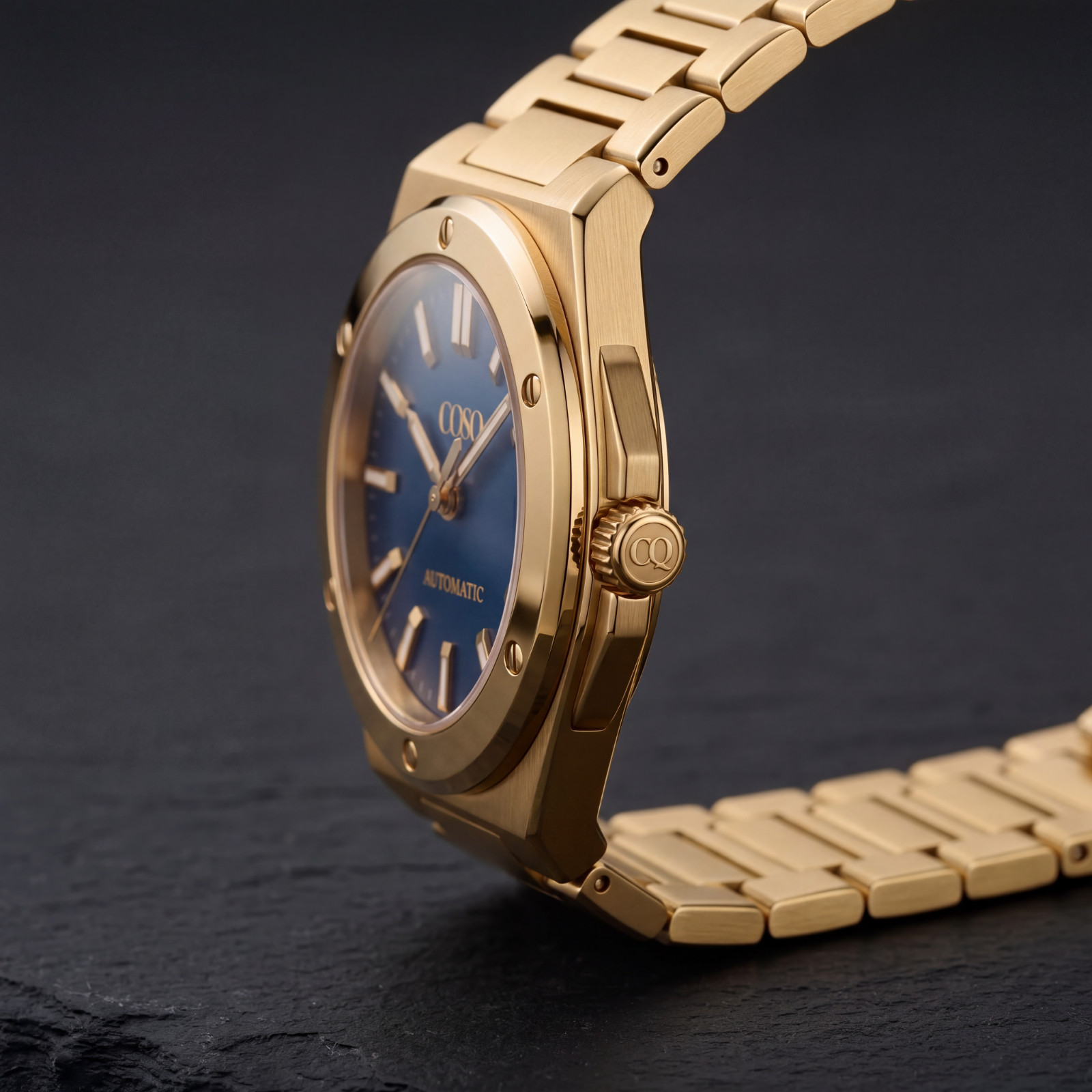 COSO Valtor Automatic Blue Dial Full Gold Bracelet