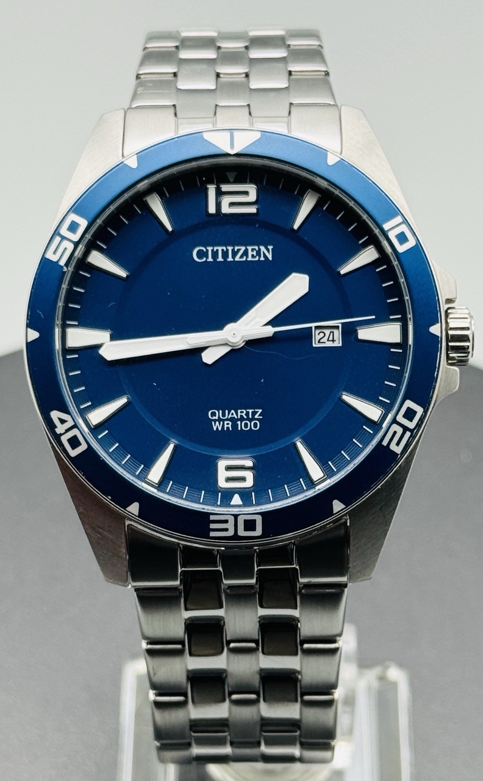 Citizen Men’s Quartz WR 100 Wristwatch Stainless Steel Blue Dial Date