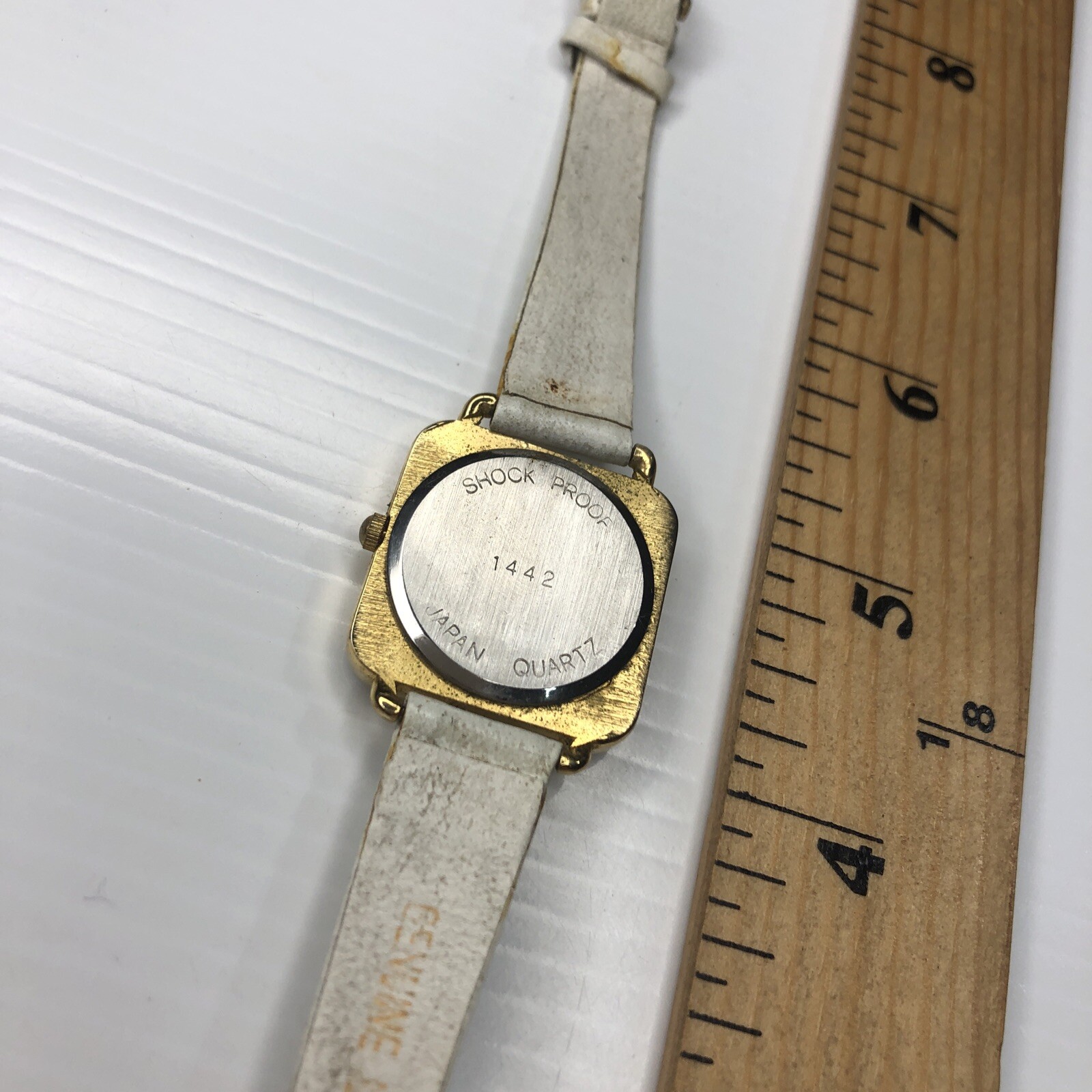 X11 Japan Quartz 1442 Square Gold Multicolor Carnival White Leather Untested