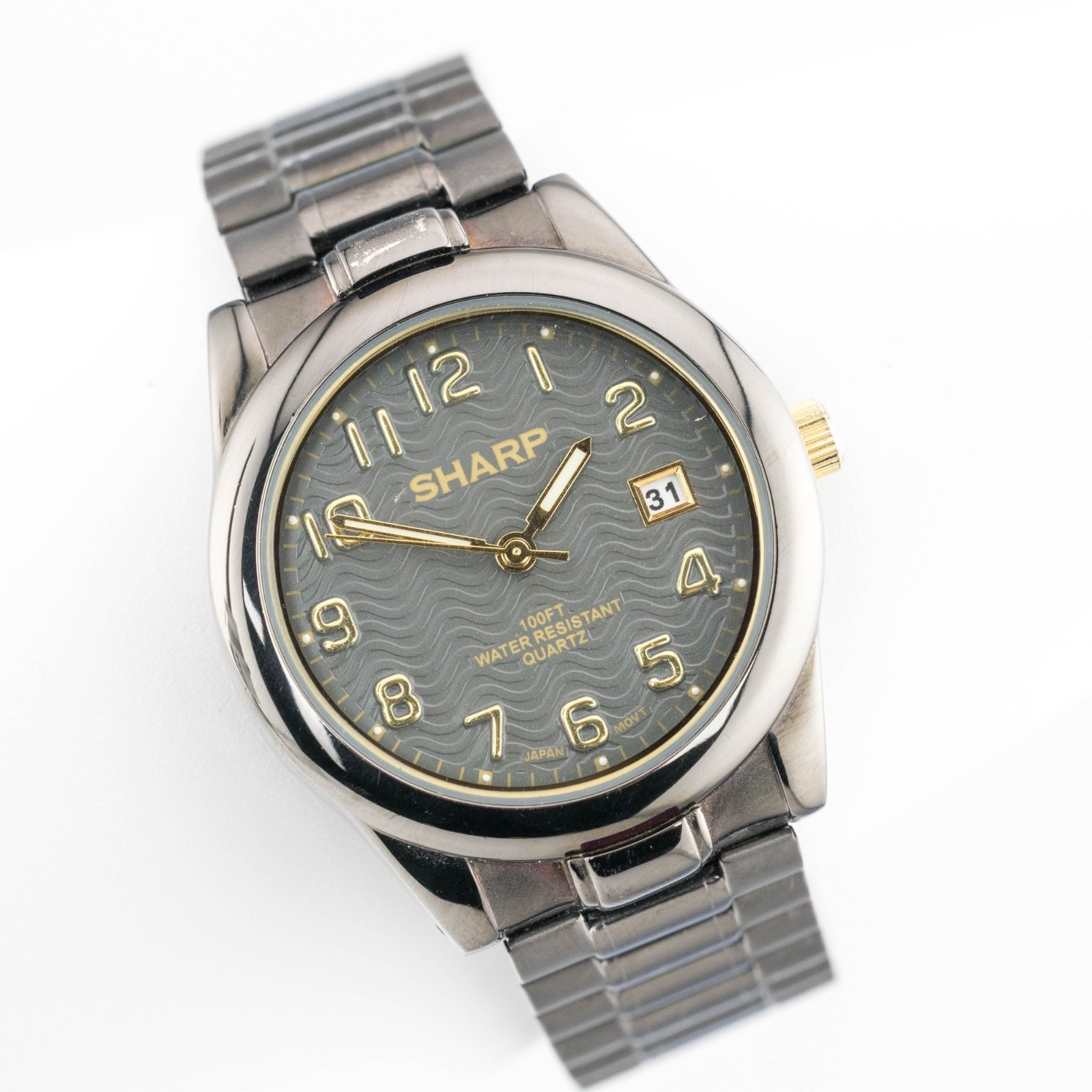 SHARP SHP2037 Dark-Tone Quartz Analog Men’s Watch Sz. 7″ New Battery