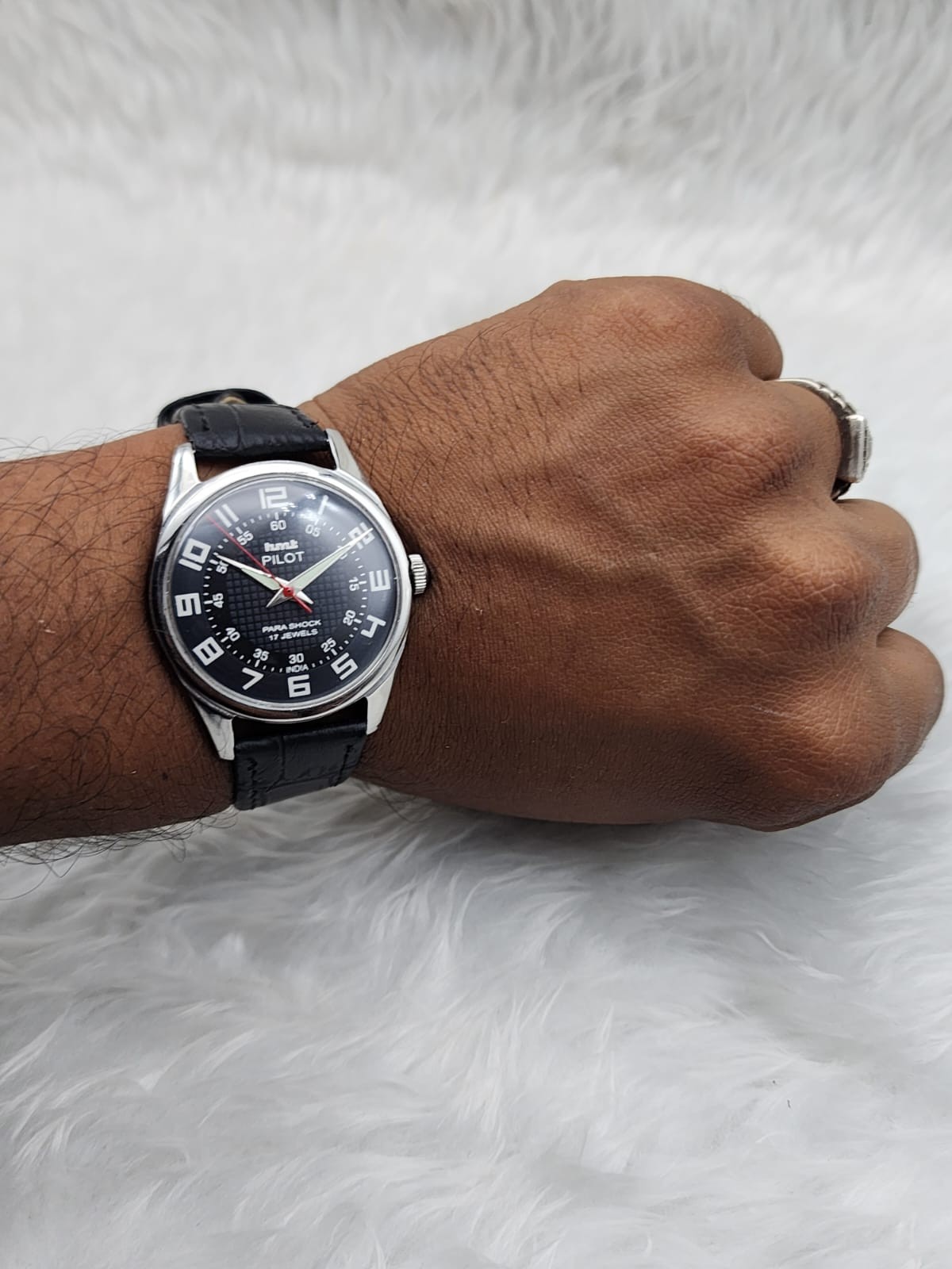 HMT Pilot Para Shock Black Dial 17 Jewels Mechanical Hand-Winding Watch