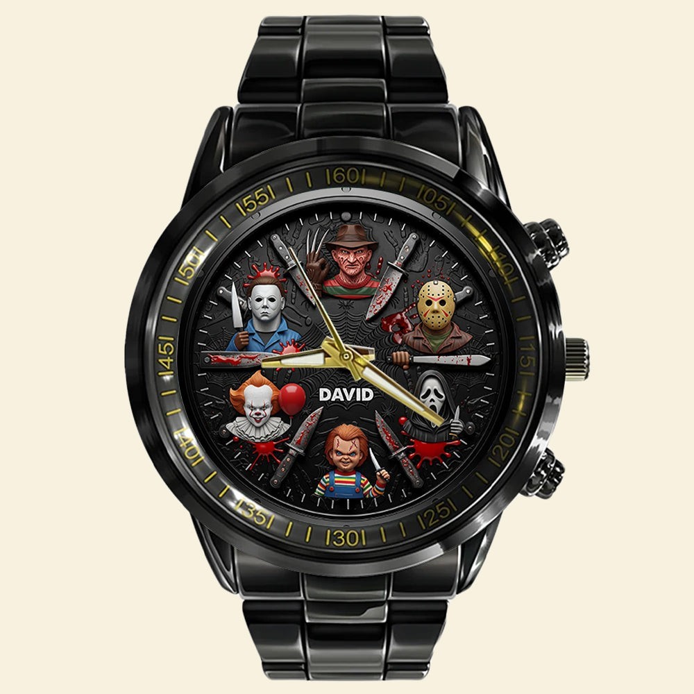 Horror men’s watch, personalized gifts for horror movie stainless steel watch