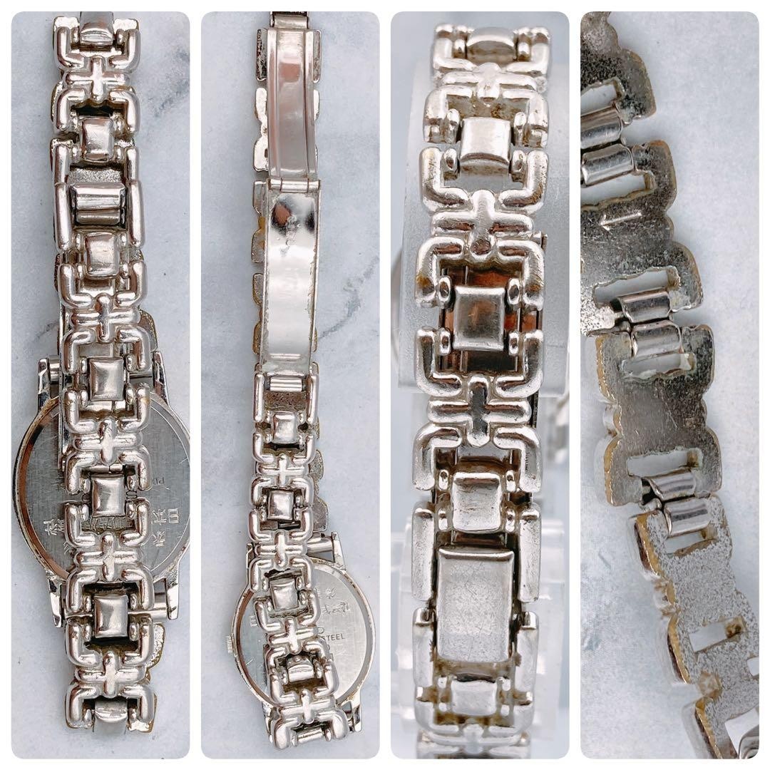 Seiko Ladies Oval Quartz Wristwatch Silver Chain Belt Japan 073681
