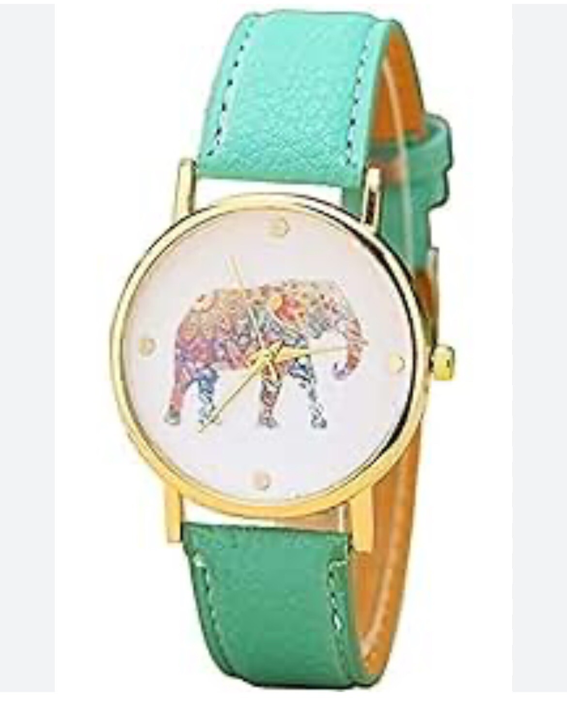 Teal Green Boho Faux Leather Elephant Watch Womens Casual