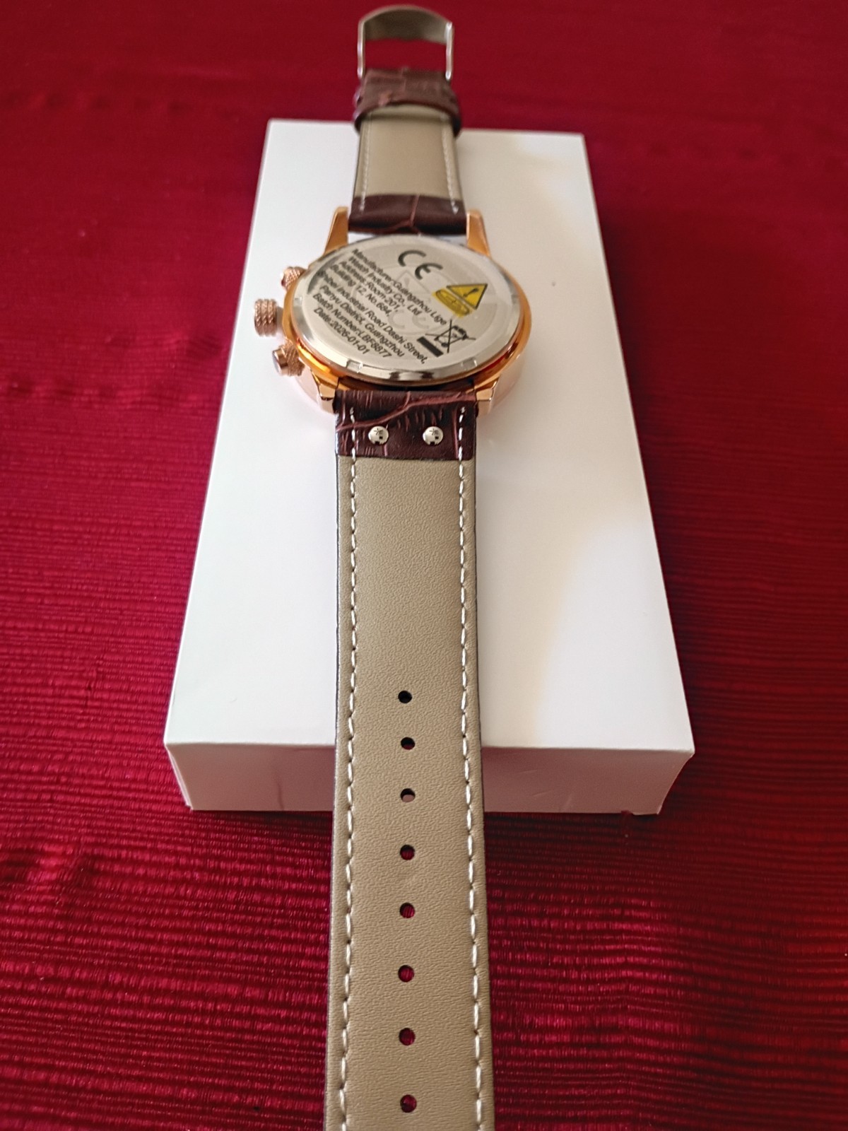 LIGE Men’s Analog Quartz Watch Rose Gold Tone White Dial Moonphase Date Box