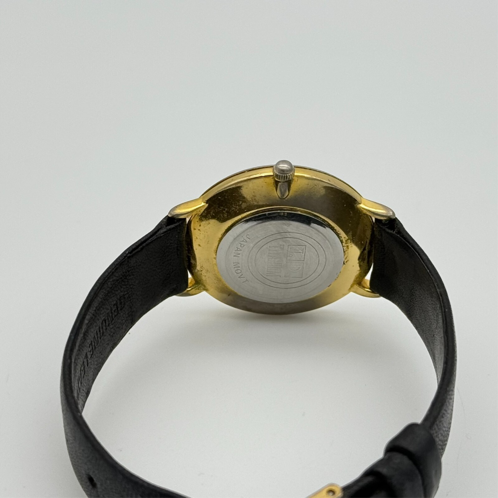 Women’s ID TITANIUM Gold Tone Watch, Multicolor Acid Dial, Black Leather, 32mm