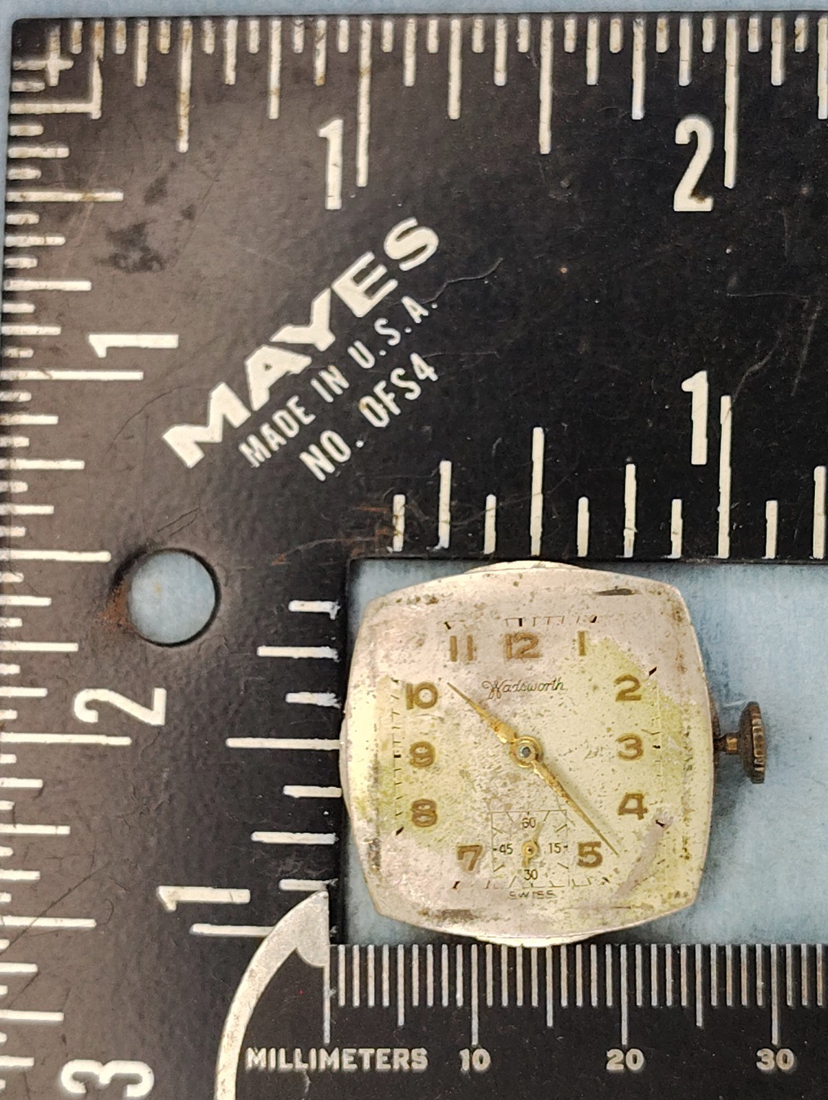 lot M411 Mens Wadsworth AS 1124D Movement 17J Manual Wind Vintage Watch Parts