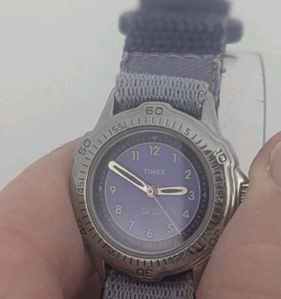 Timex Indiglo WR30m Blue Purple Face Watch New Battery Original Outdoor Strap