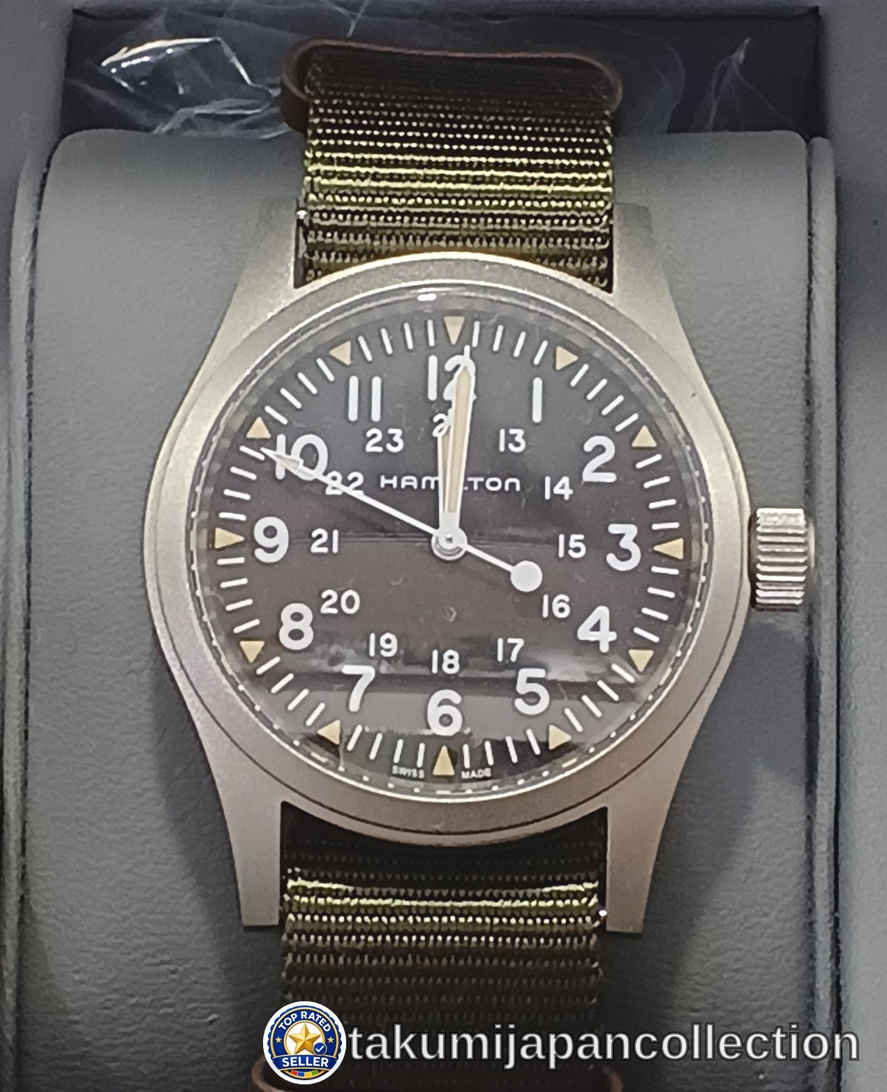 Hamilton H69439931 Military Manual Wind Stainless Steel Leather Canvas #M-1192