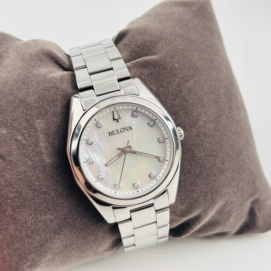 Bulova Women’s Surveyor 96P228 Mother of Pearl Dial Silver Strap Quartz Watch