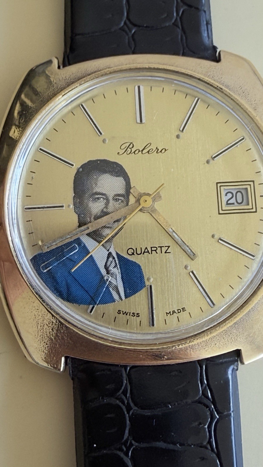SWISS BOLERO Gold Plate President Saddam Hussein Iraq Watch 36m Quartz R170