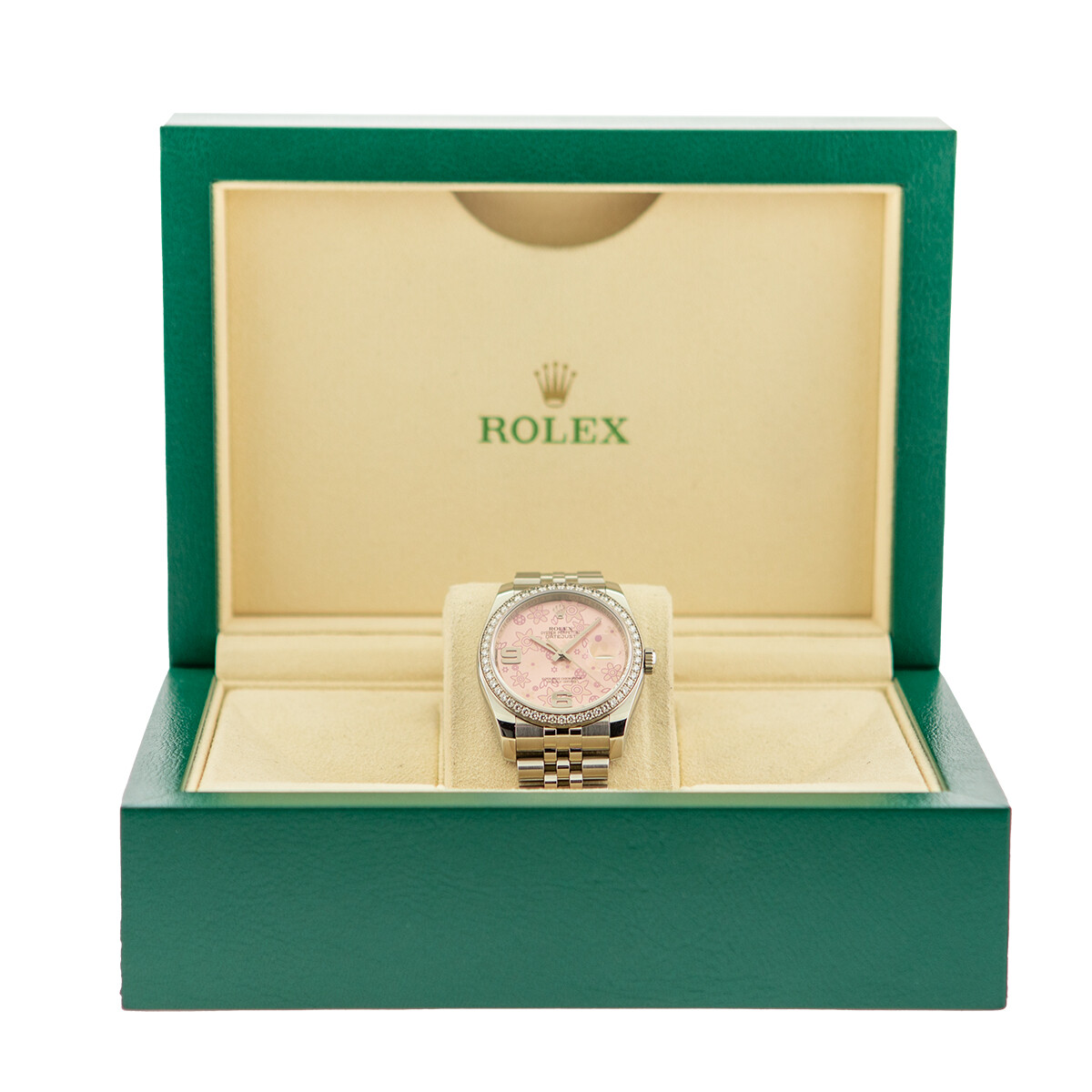 ROLEX Stainless Steel 36mm Factory Diamond Bezel Datejust 116244 Box Warranty