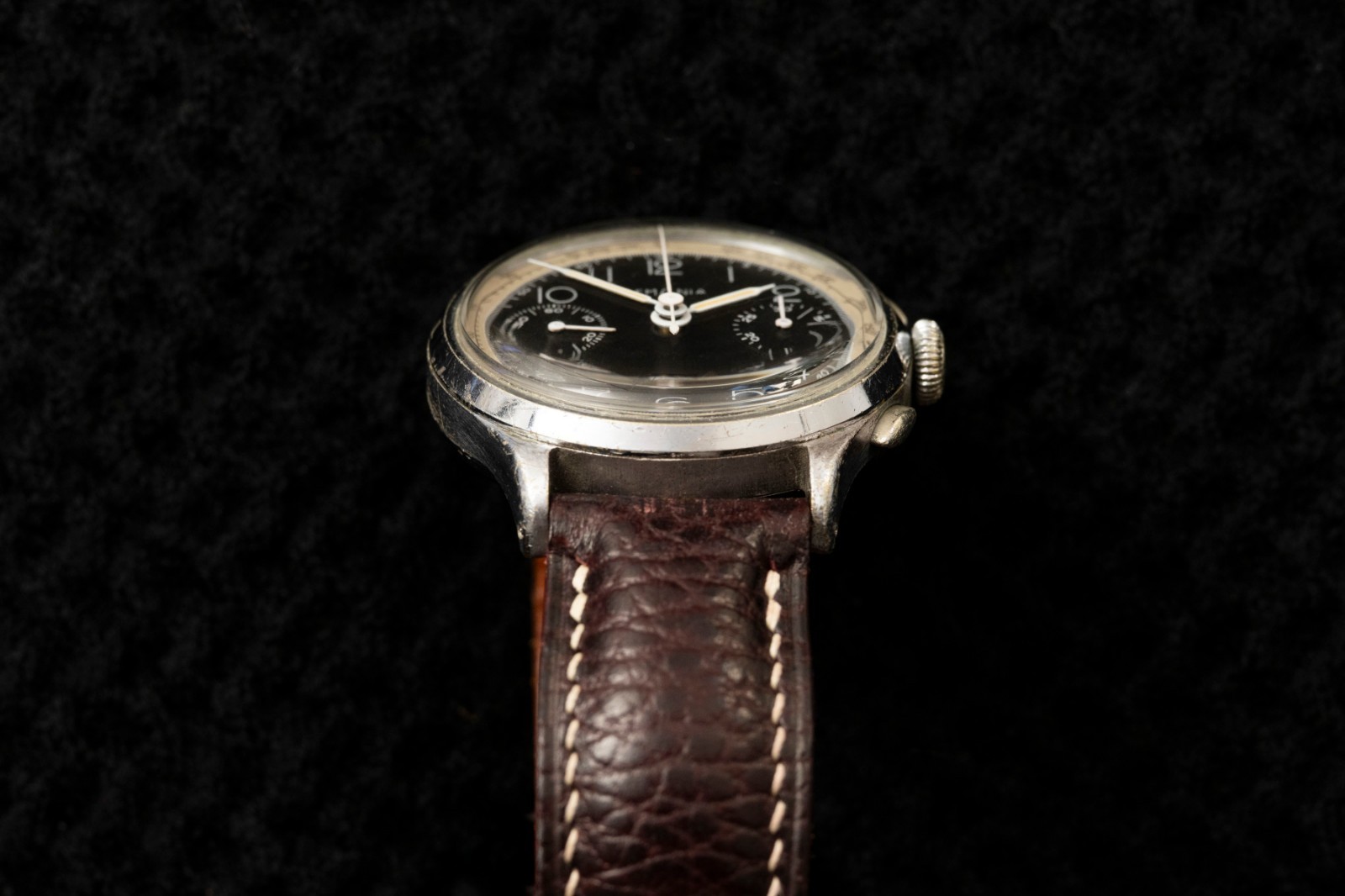Lemania 15TL Chronograph Watch – Black Dial – Tachymeter – Circa 1938-1942