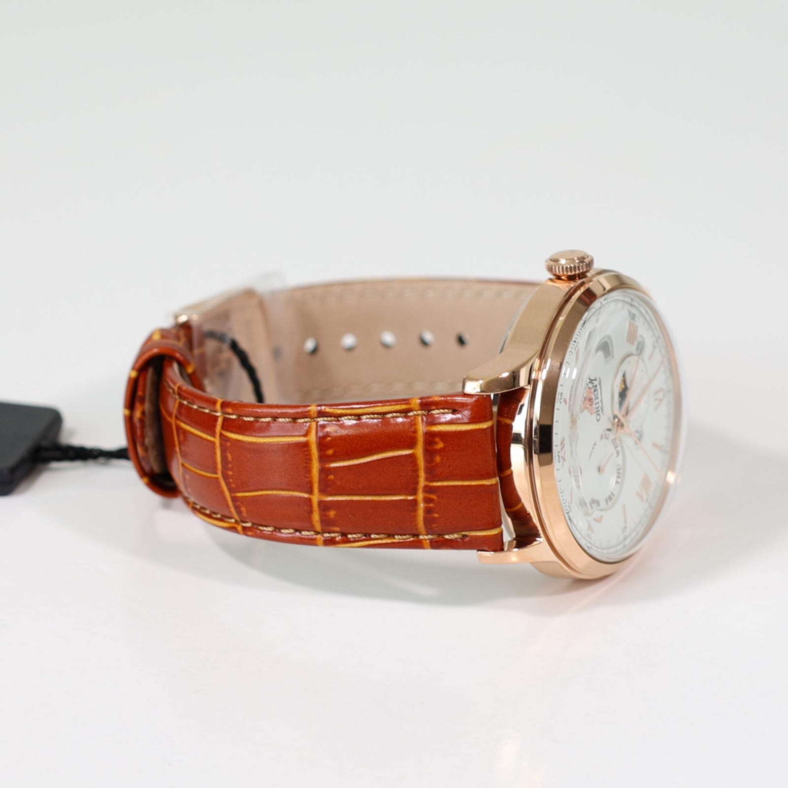 Orient Sun and Moon White Dial Men’s Automatic Rose Gold Tone Watch RA-AK0801S30