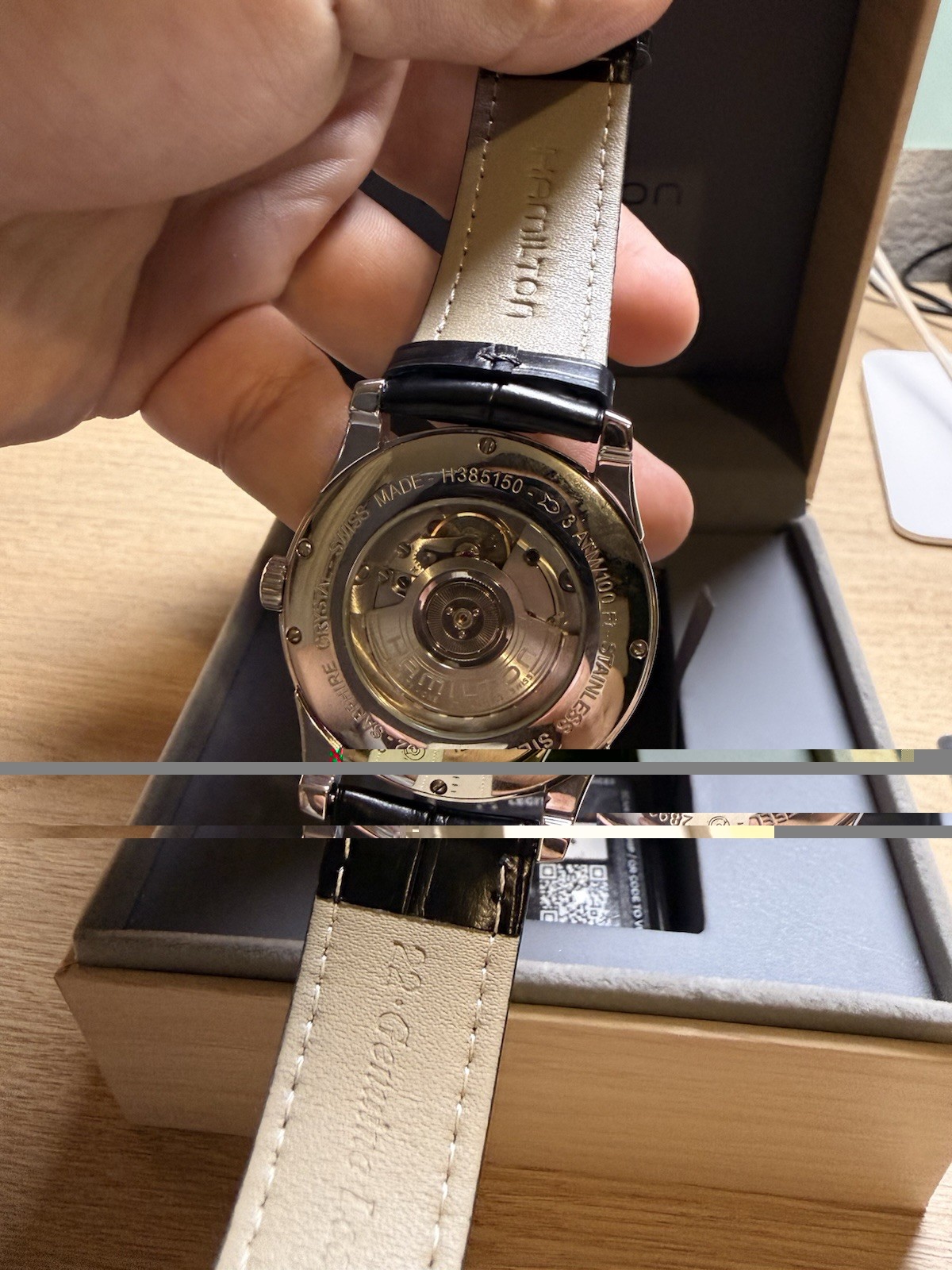 Hamilton Jazzmaster Automatic Silver Dial 40mm Leather Strap Box & Legit App