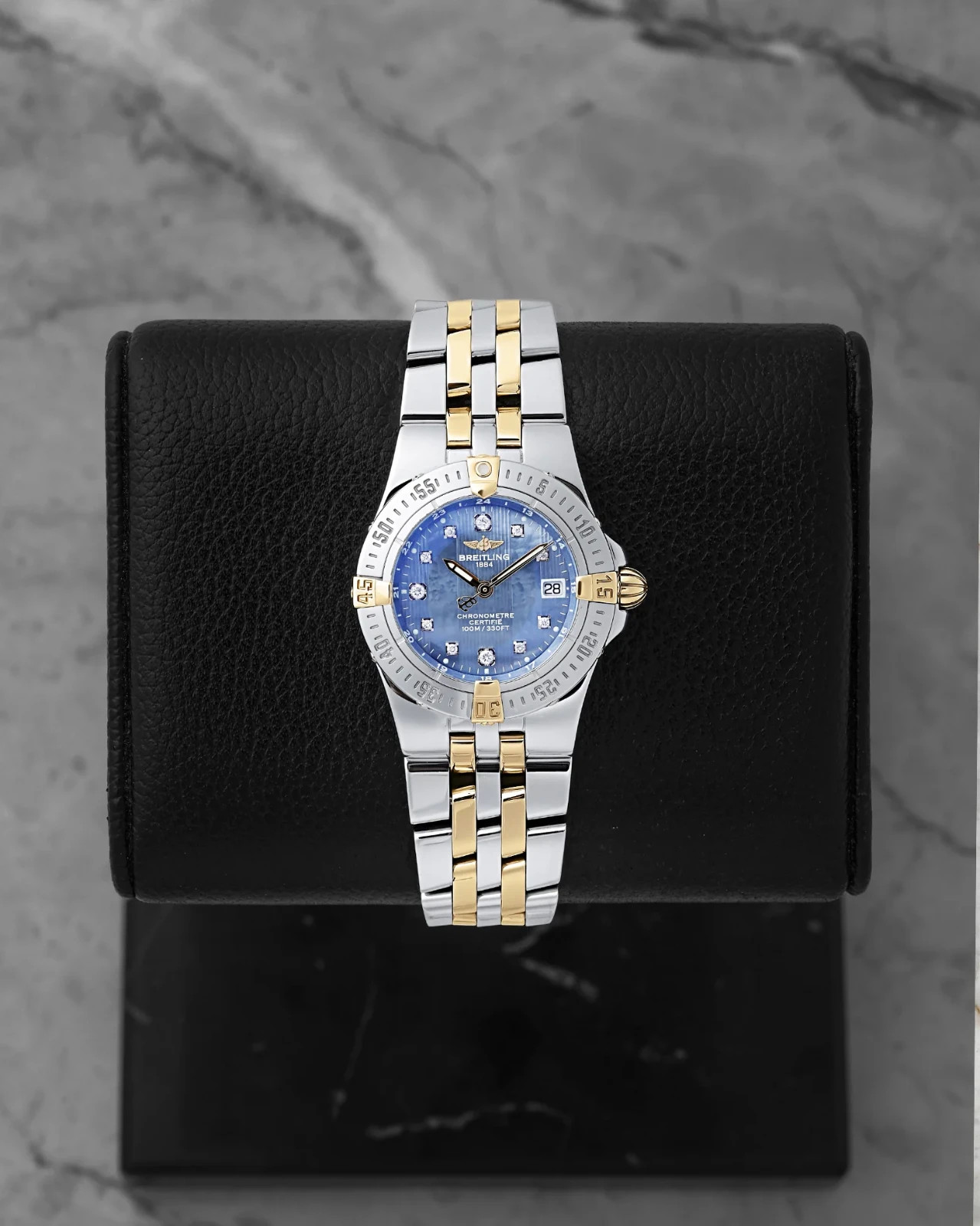 LADIES BREITLING STARLINER B71340 TWO-TONE BLUE DIAMOND DIAL WATCH