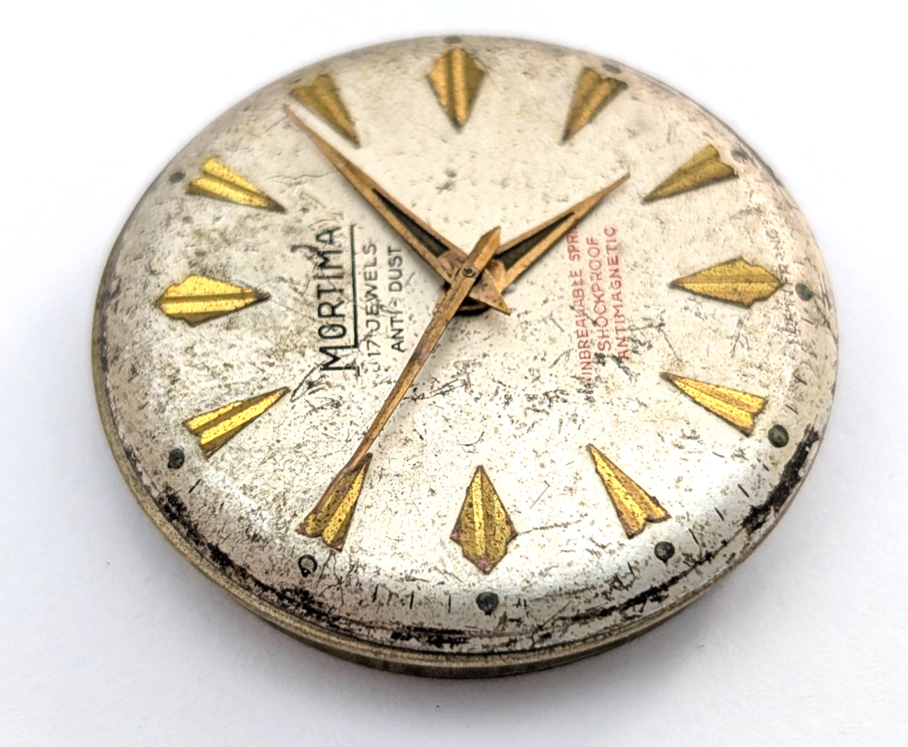 Vintage MORTIMA Cattin Morteau 17j France Men’s 30mm Watch Movement PARTS REPAIR