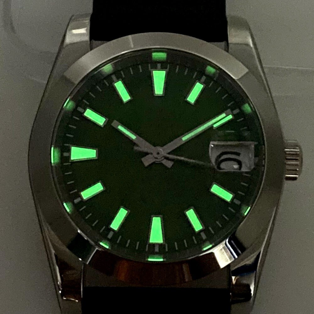 Dark Red 36MM NH35A 20BAR Waterproof Luminous Mechanical Men’s Watch Screw Crown