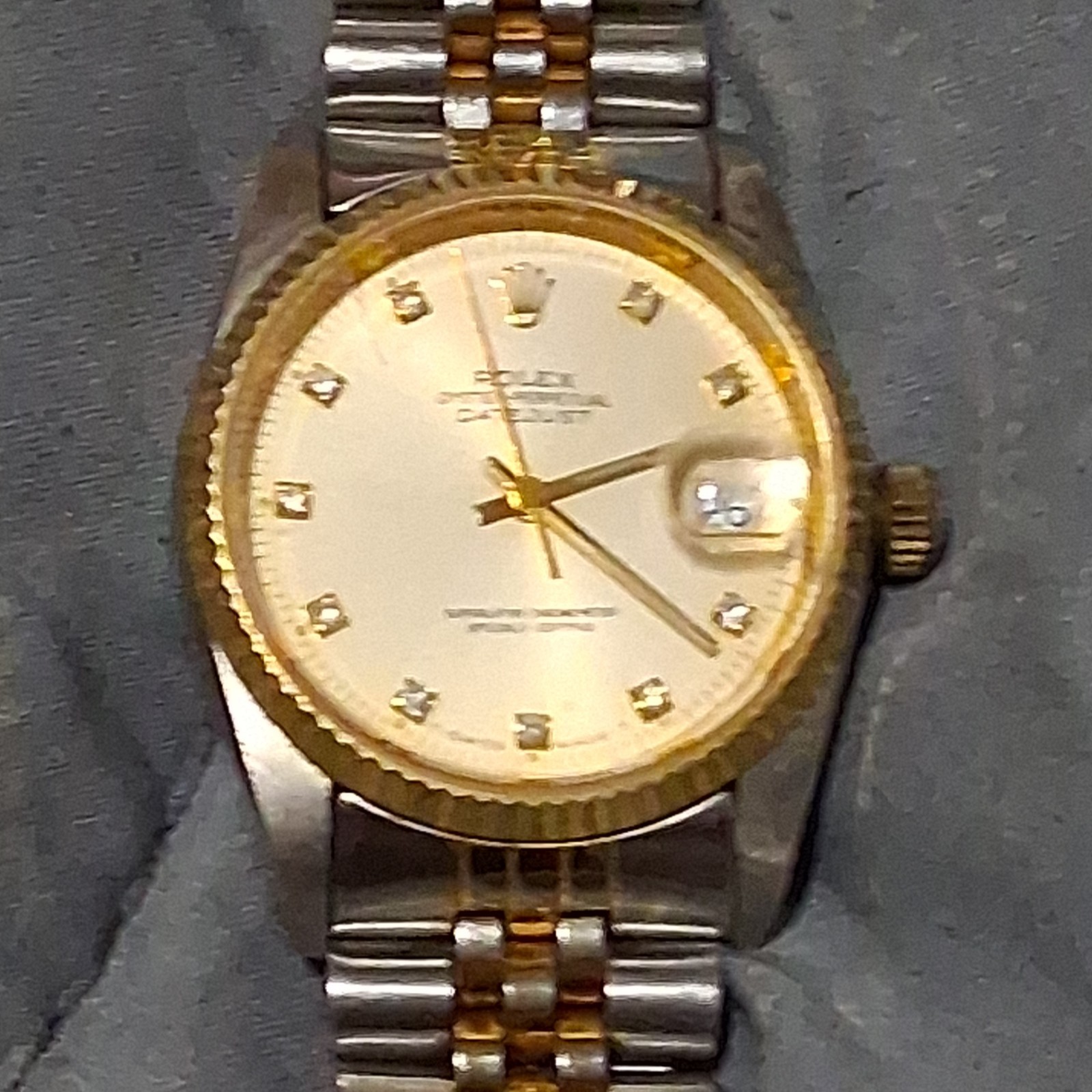 Rolex Datejust Two-Tone Automatic Date, Fluted Gold Bezel White Diamond Dial