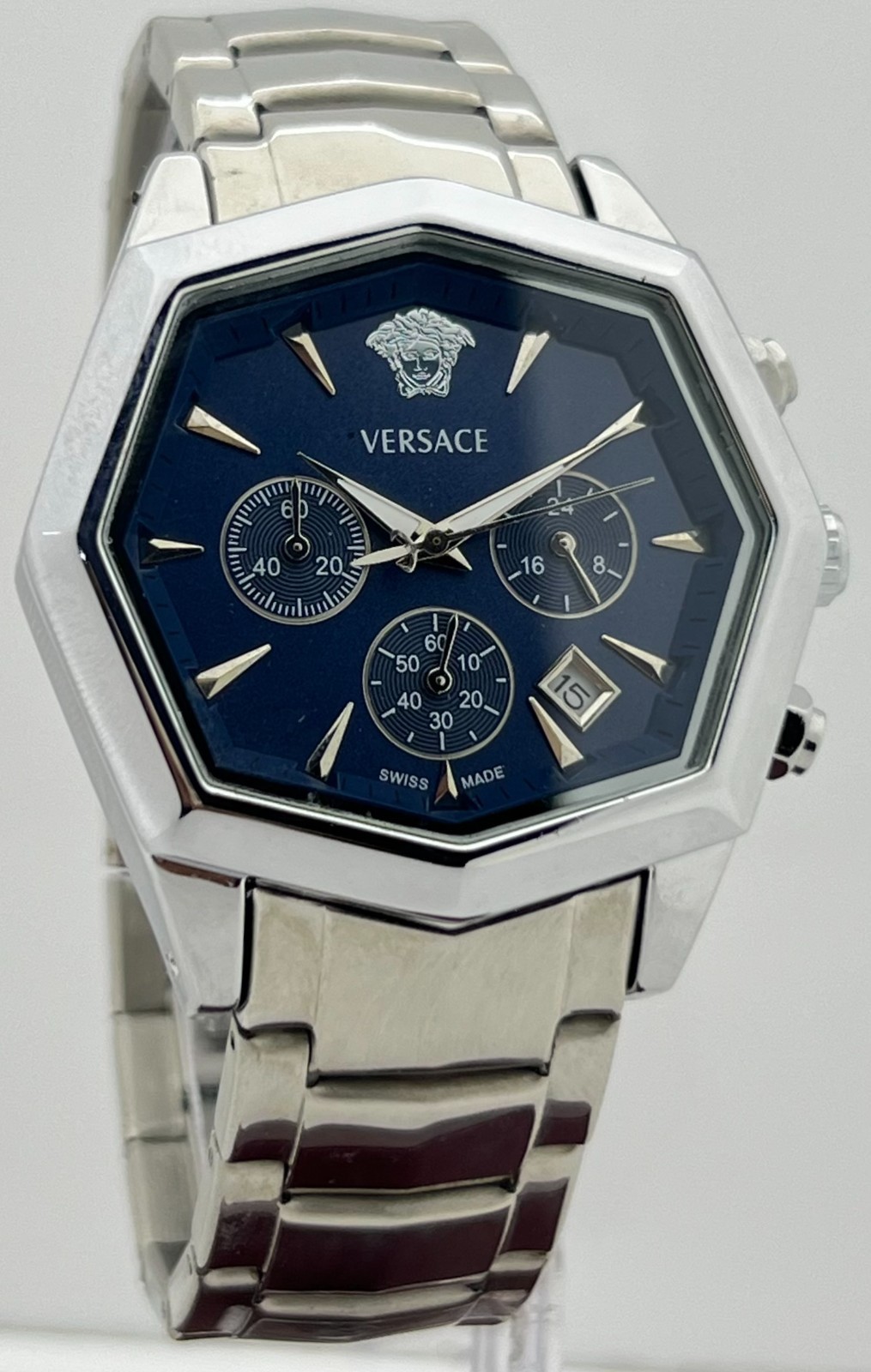 Premium Men’s Versace Medusa Chronograph Blue Dial Date Working Wristwatch