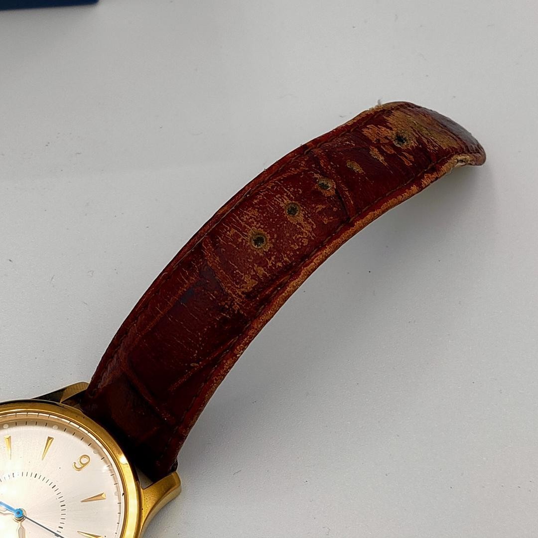 USED TECHNOS T4167 Gold-Tone Date Leather Band Quartz Watch