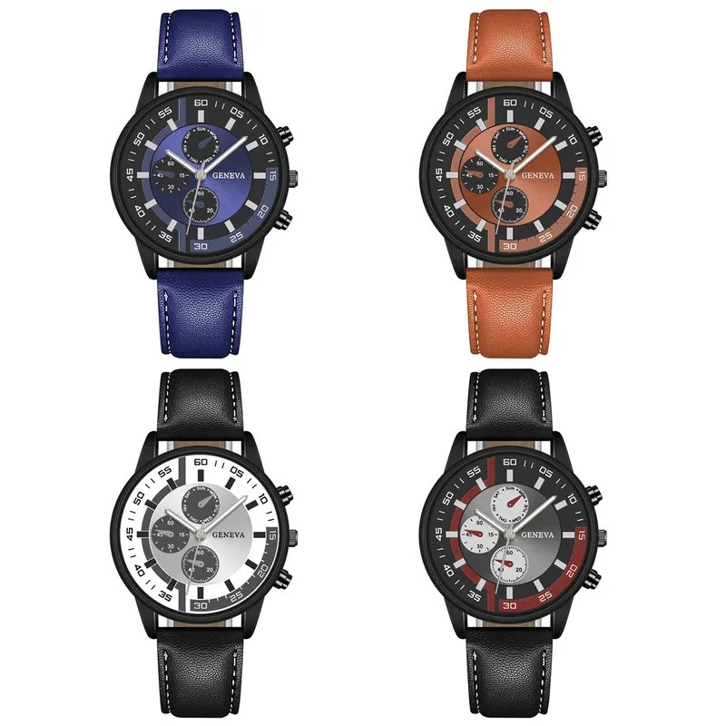 Retro Round Buckle Quartz Men’s Geneva Watches