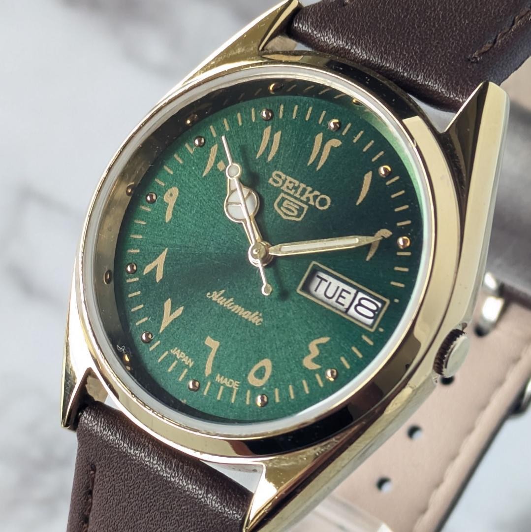 SEIKO 1980-1989 5 Green Dial Automatic Watch 35mm Wrist 19cm From Japan