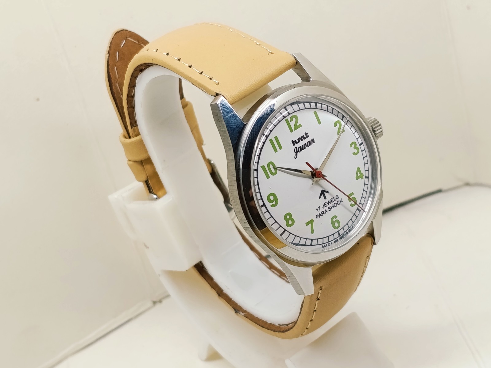 HAND WINDING VINTAGE HMT JAWAN WHITE DIAL MECHANICAL WATCH FOR MENS
