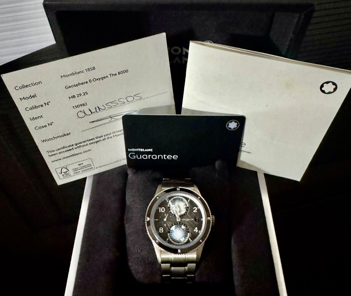 Montblanc 1858 Geosphere 0 Oxygen 8000 Titanium 42mm Full Set Box & Papers Mint