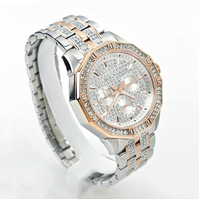 Bulova Octava Crystal Gold Silver Two Tone 41.5MM Men’s Quartz Watch 98C133