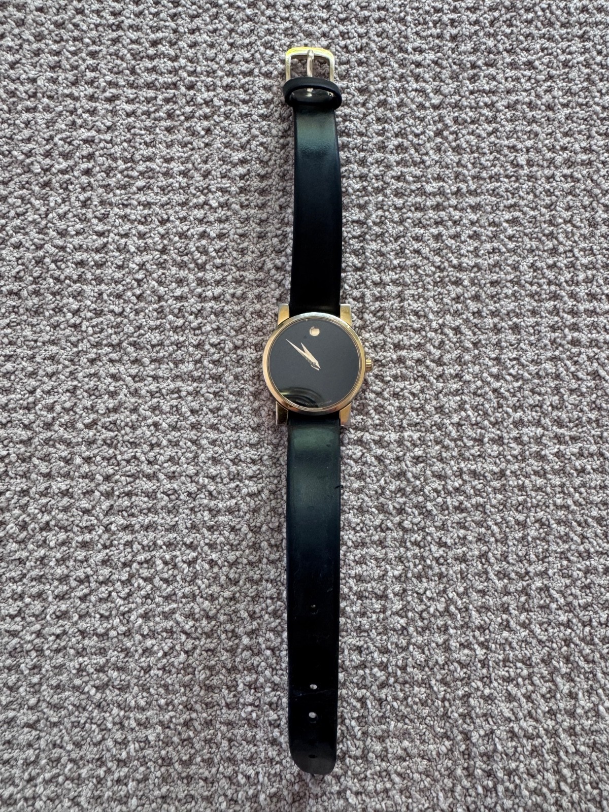 Movado Museum watch gold-tone stainless steel case and black leather strap