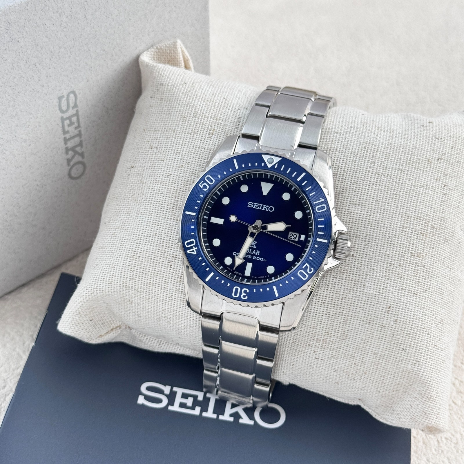 Seiko Men’s Prospex Sea SNE585 Blue Dial Stainless Steel Solar Dive Watch 38.5mm