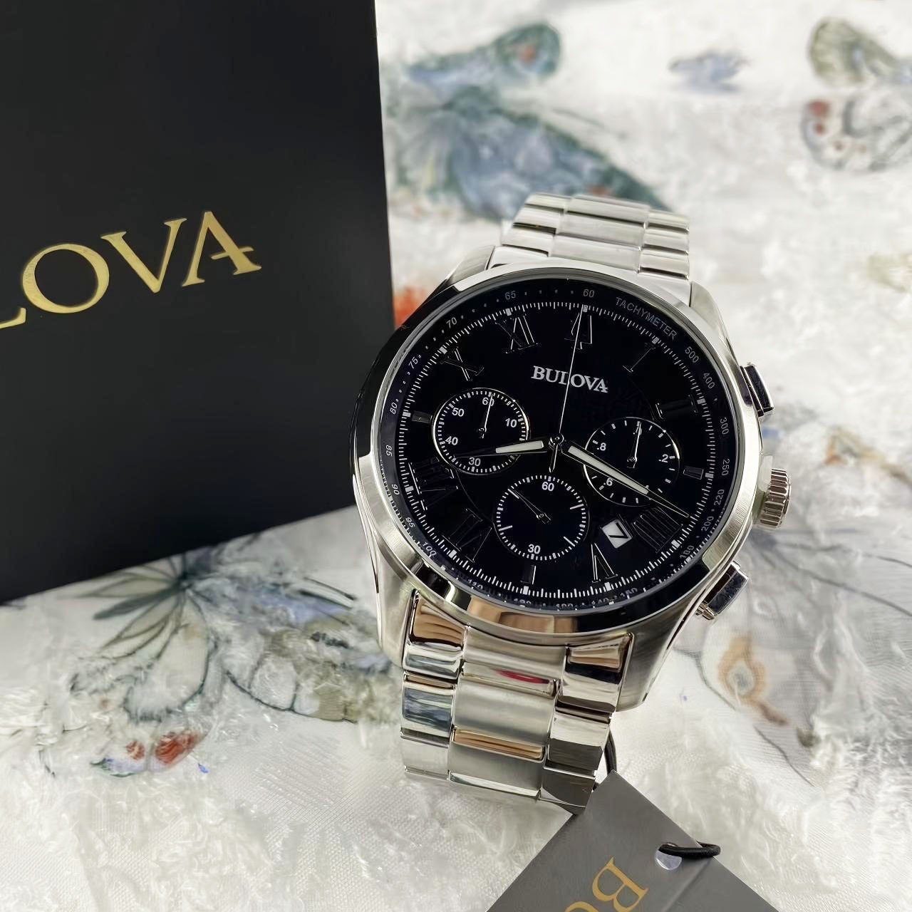 Bulova 96B288 Men’s Wilton Watch Black Dial Men’s Quartz Chronograph Watch 46 mm