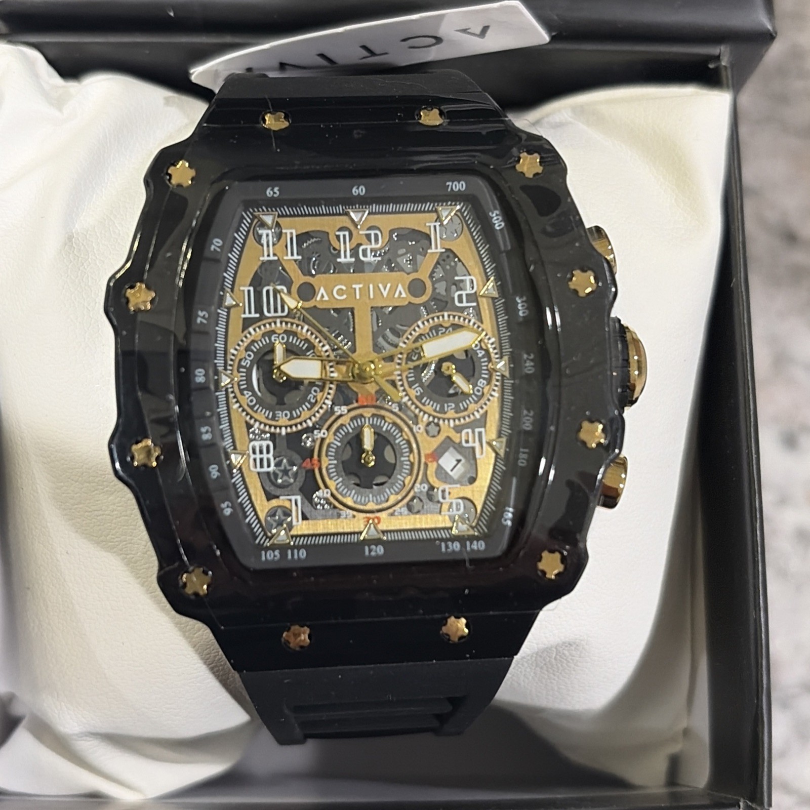 Invicta Activa X Men’s Watch Skeleton Dial-44.3mm Black & Gold Dial ACW2305-026