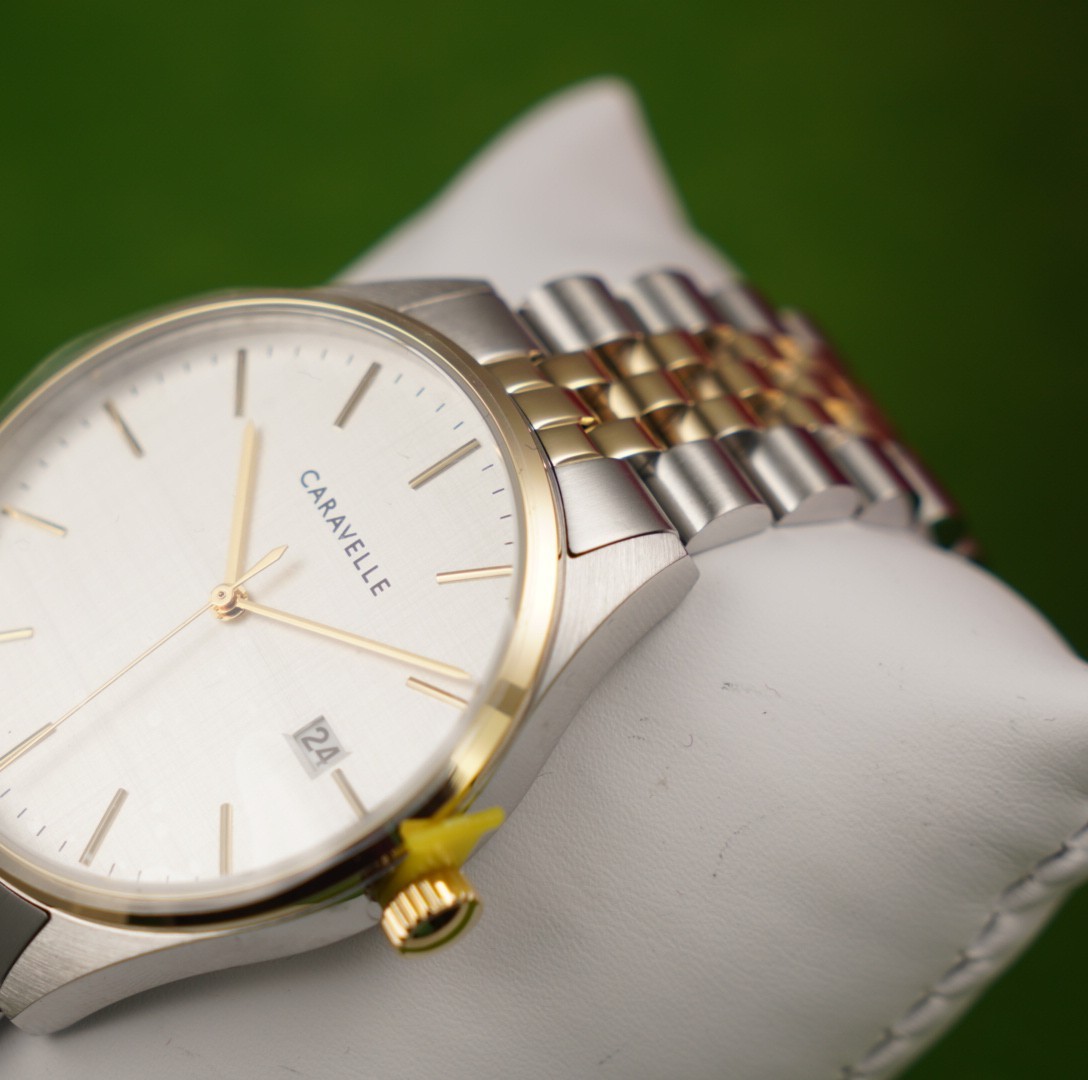 CARAVELLE By BULOVA classic white dial two tone – gold/silver – quartz watch