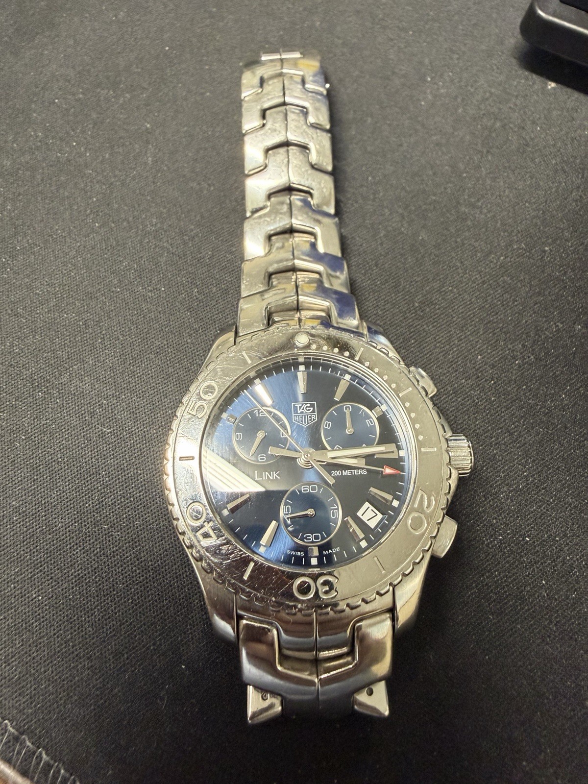 TAG Heuer Link Quartz Chronograph Blue Dial Date 200m 40mm SS Bracelet.