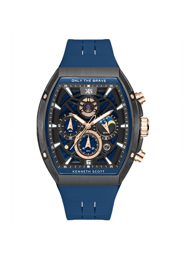 Kenneth Scott Men’s Chronograph Watch | Blue Dial, 44mm, 30 m (3 ATM)