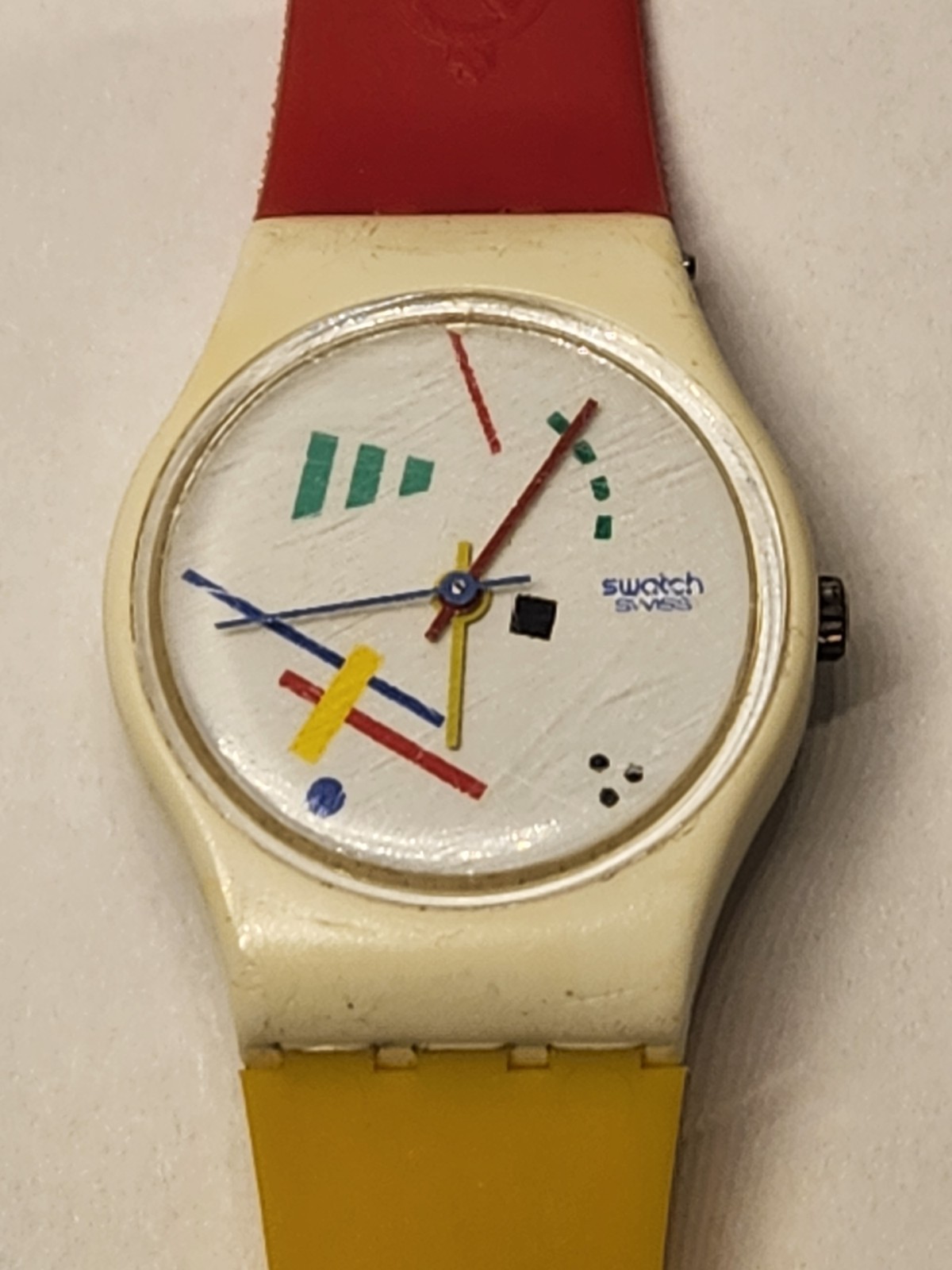 Vintage Swatch Watch Vasily model (LW111) 80s Style Geometric Vtg