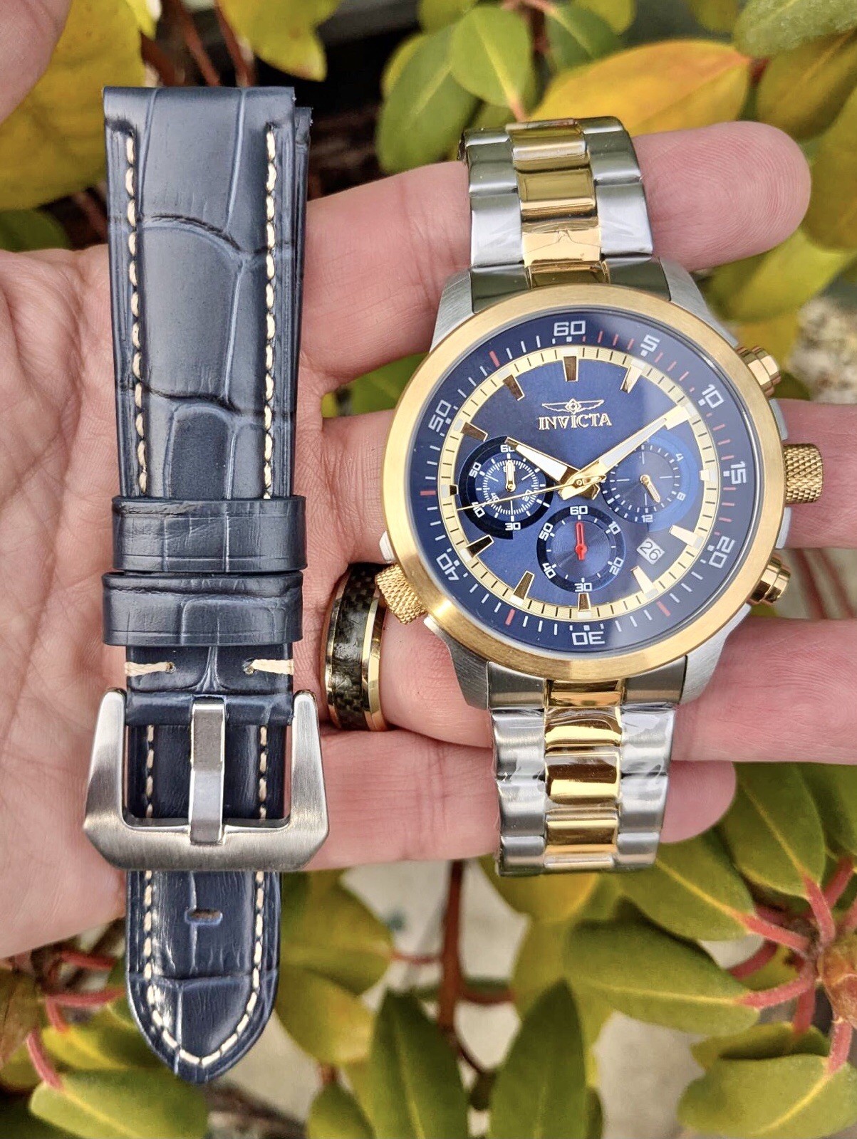 INVICTA SPECIALTY CHRONO-INNER ROTATING BEZEL+EXTRA LTHR STRAP & LINK TOOL OPTN
