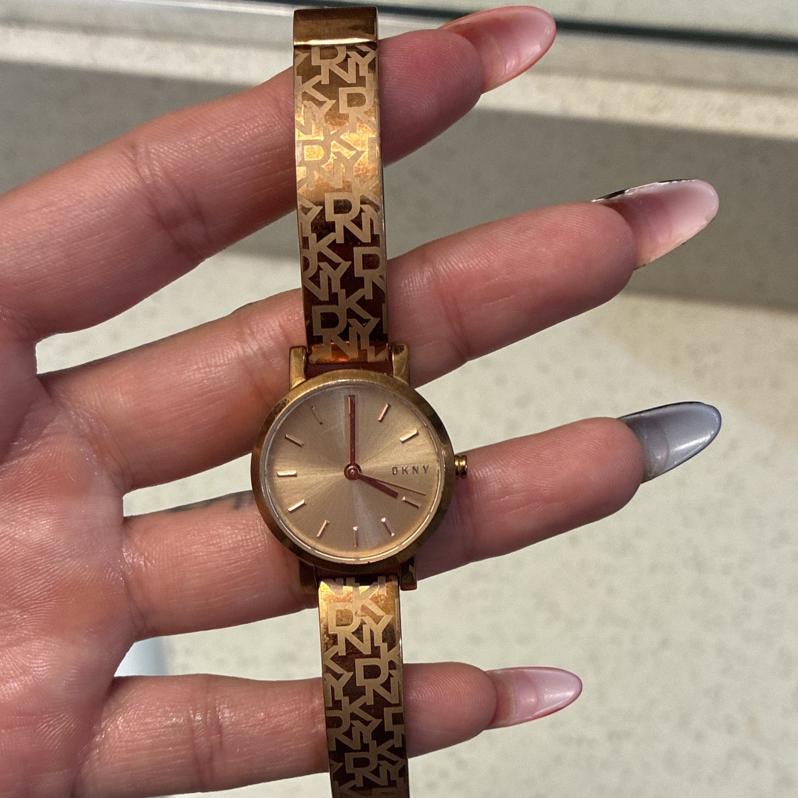 DKNY Women’s Gold Tone Logo Bracelet Quartz Analog Dress Watch 50m 5 ATM