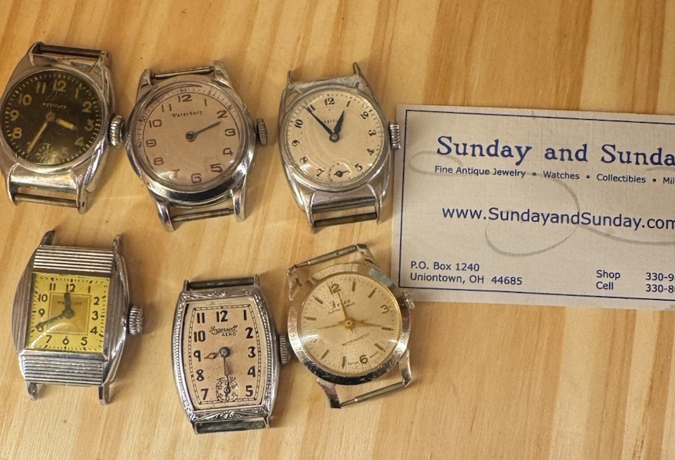 6 Mixed Brands Vintage Manual Wind Wristwatch Lot – Waterbury Westclox Ingersoll