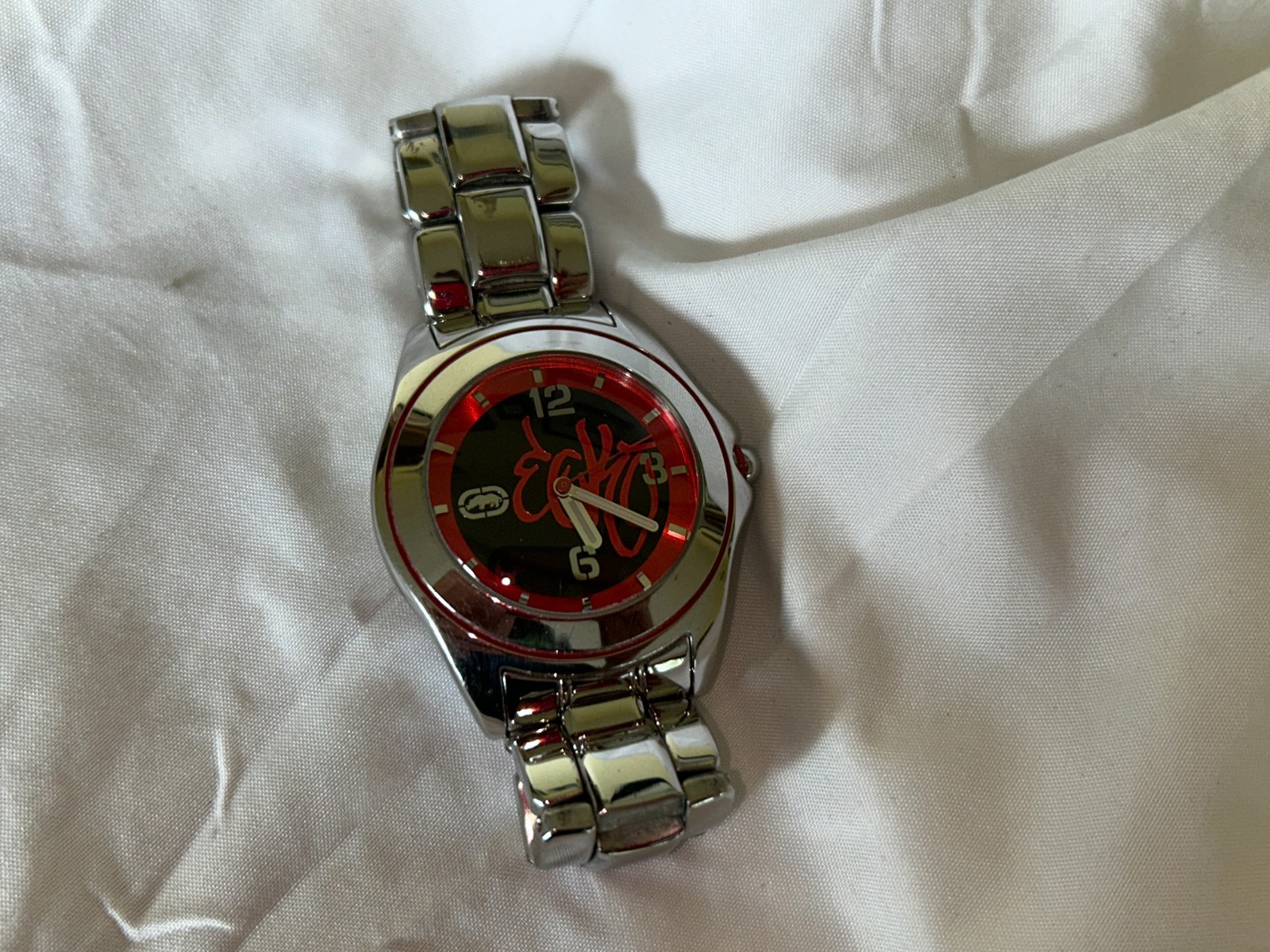 NICE Marc Ecko Chronicles 829-1972 Mirror/Black Red Dial/SS Push button Latch