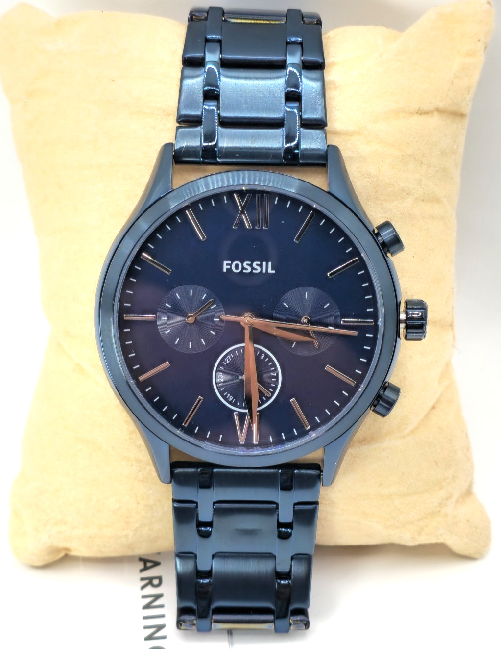 Fossil BQ2403 Men’s Blue Dial Chronograph Stainless Steel Watch 5ATM
