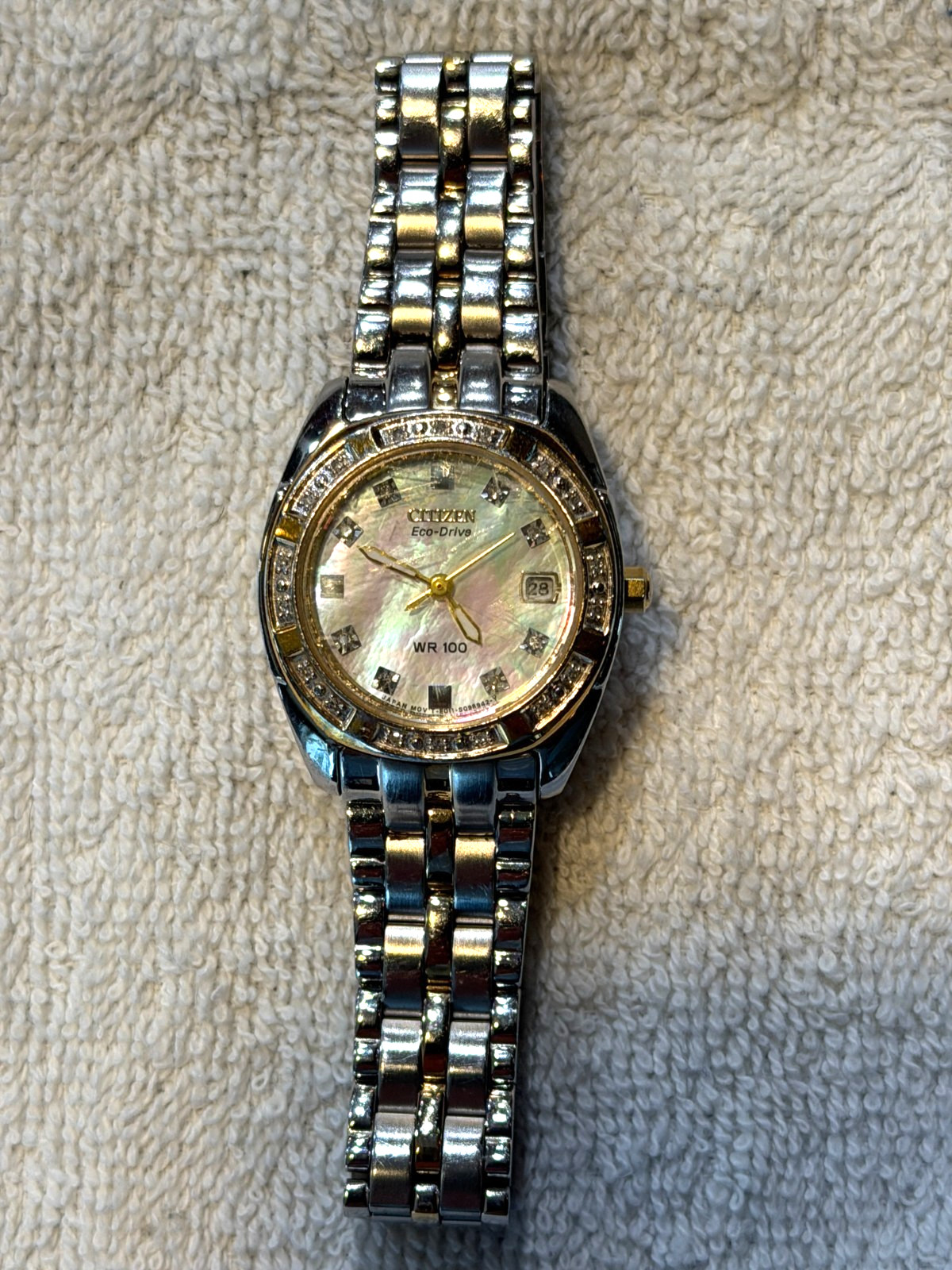 Citizen Eco-Drive Women’s Watch | Two-Tone Diamond MOP Dial | WR100 | E011
