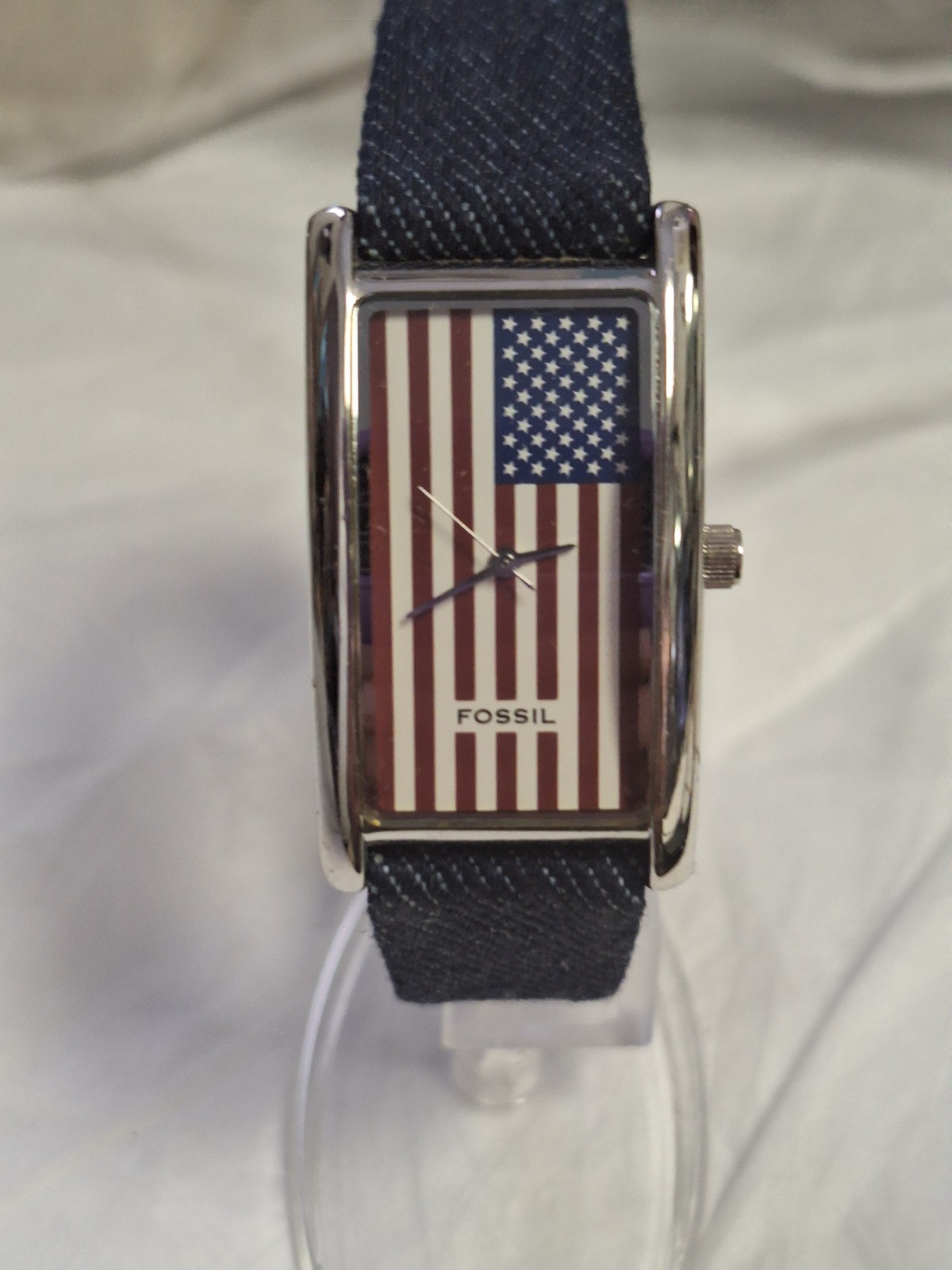 Fossil F2 Ladies Three-Hand Navy Leather USA Flag Watch ES9167