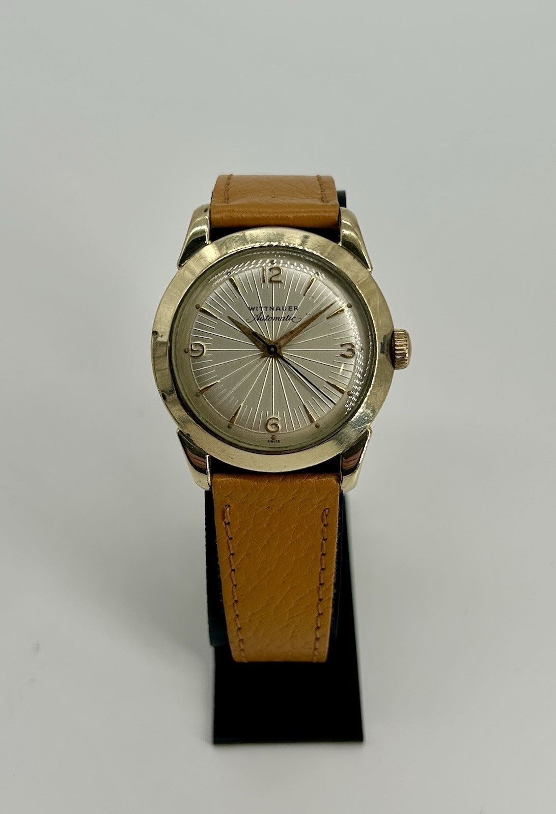 Vintage Wittnauer Automatic 17J 33.4mm 10K Gold Filled Radial Dial Swiss Runs