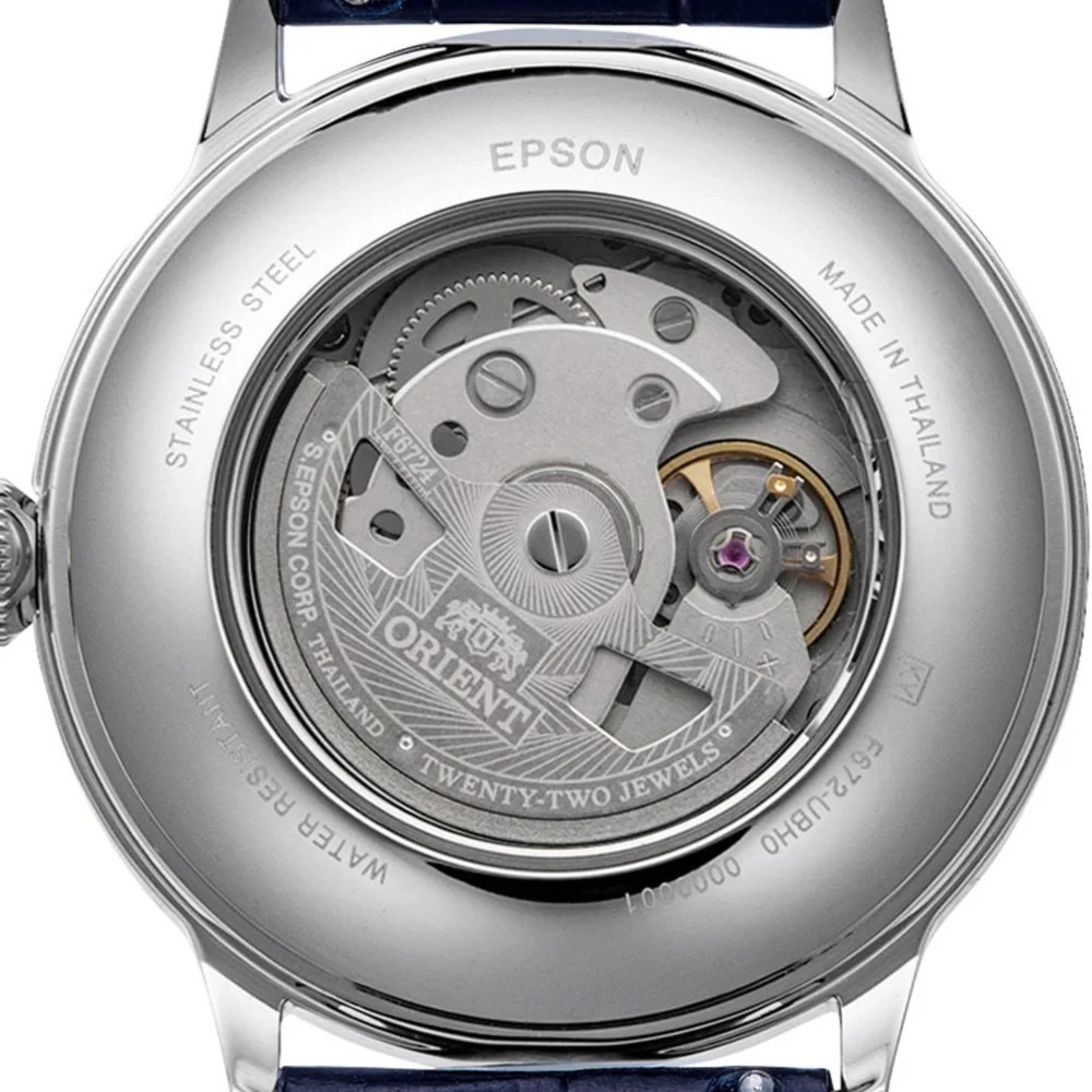 Orient Mens Automatic Watch RA-AC0030L30B Bambino Leather 40.5mm Blue Dial 30M