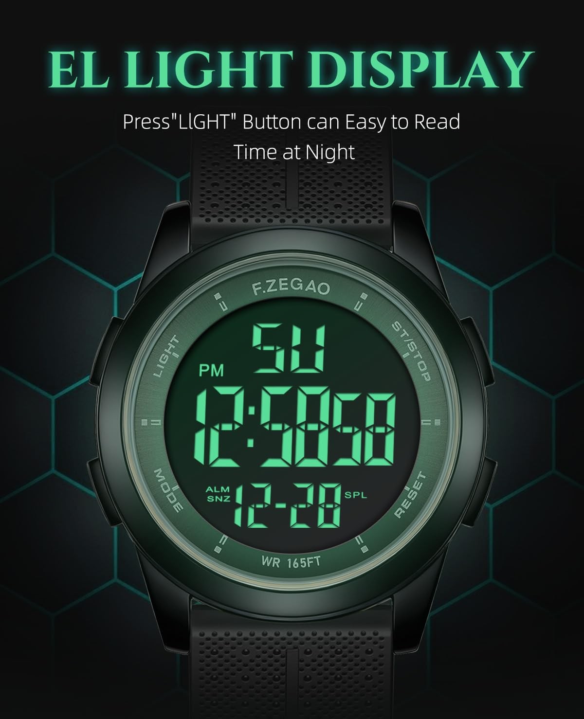 F.ZEGAO Metal UltraThin Waterproof Digital Watch Men, Military Watches with T…