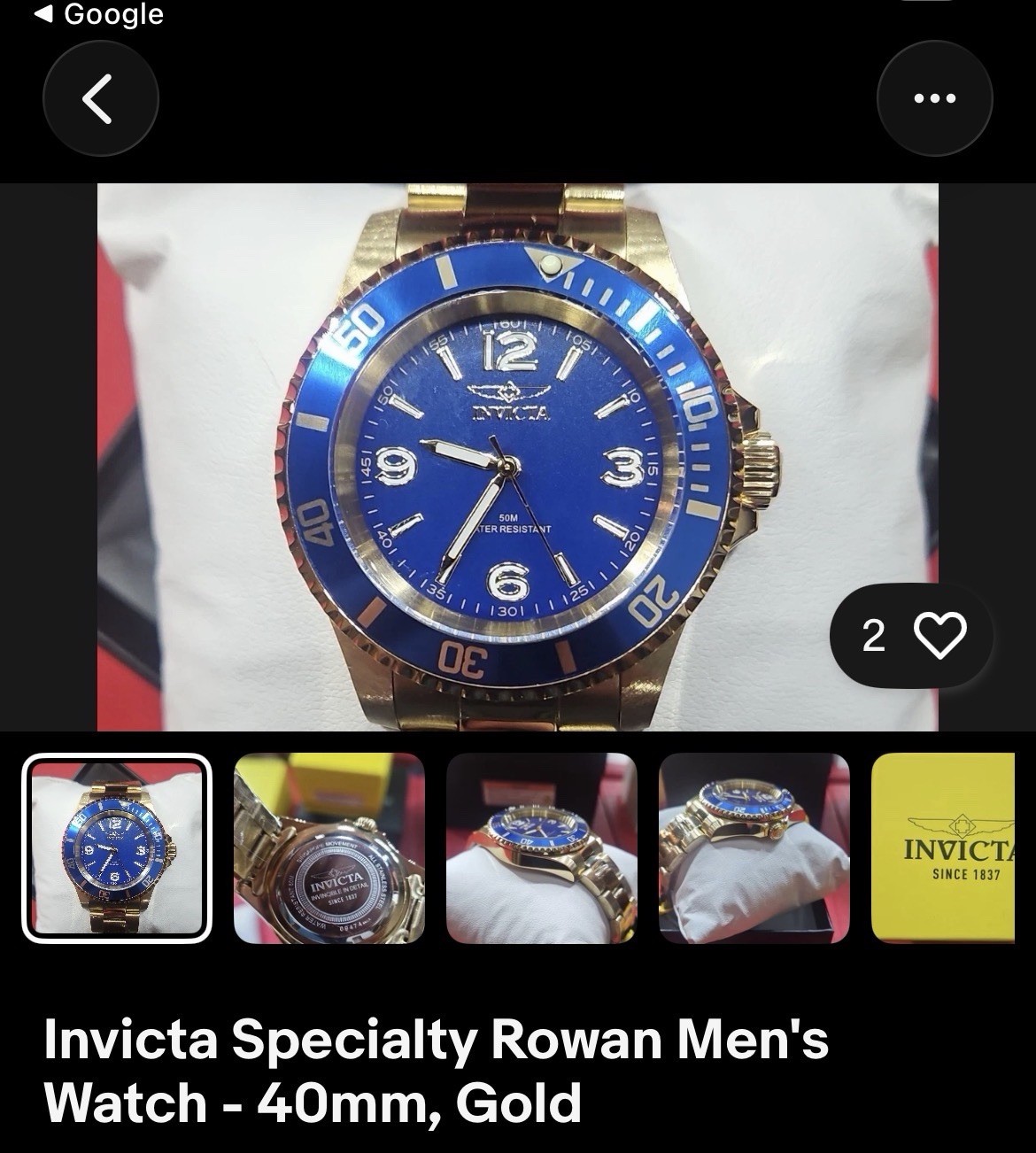 Invicta Specialty Rowan Men’s Quartz Watch 40mm Blue Dial Gold Bracelet 50m